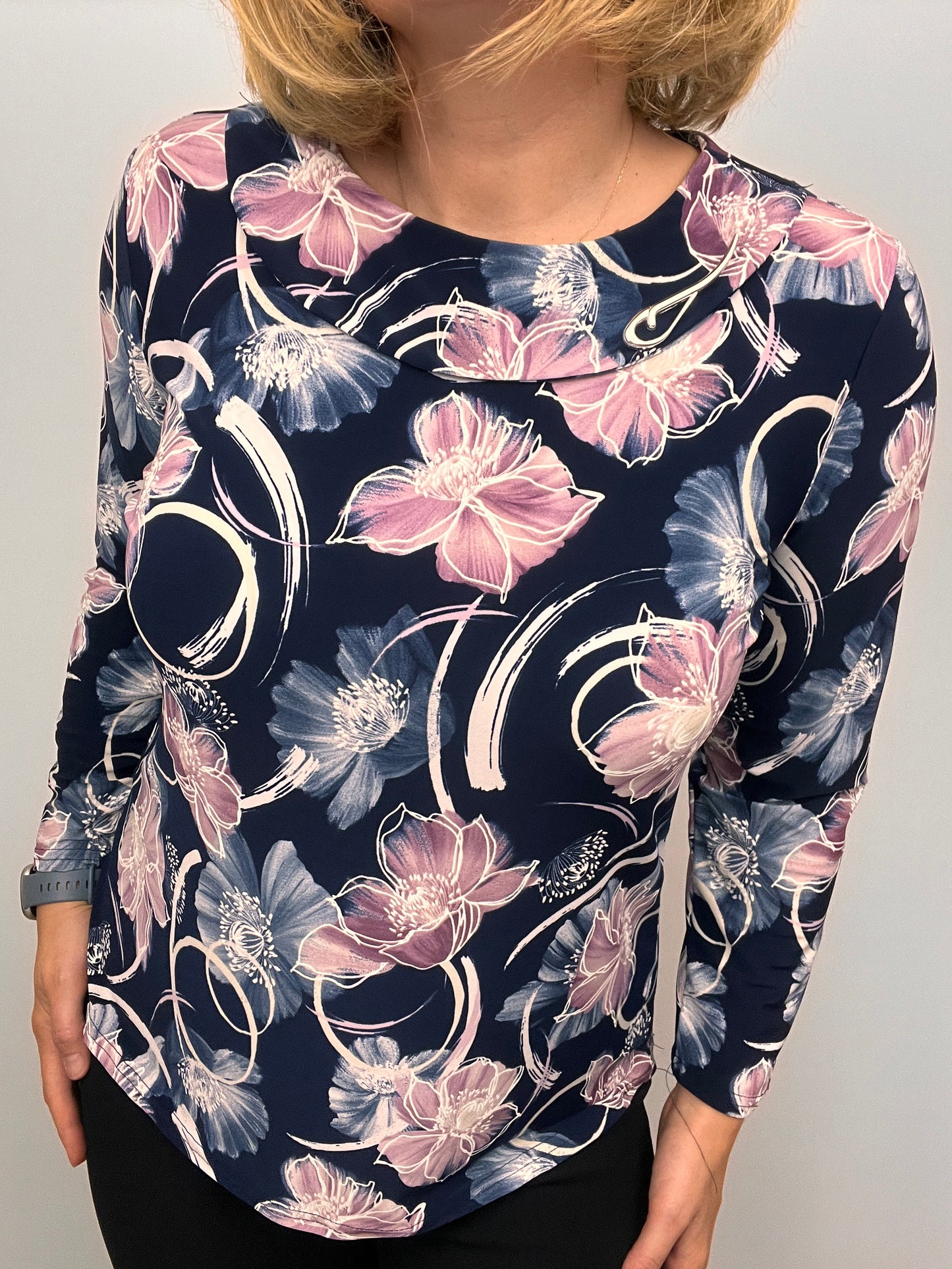 REBECCA Top with flat cowl neck