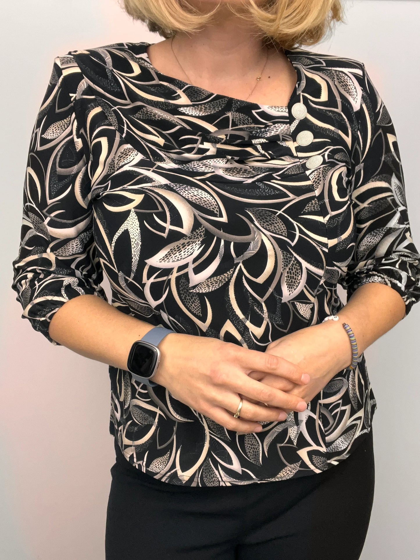TERESA top with pleated neckline