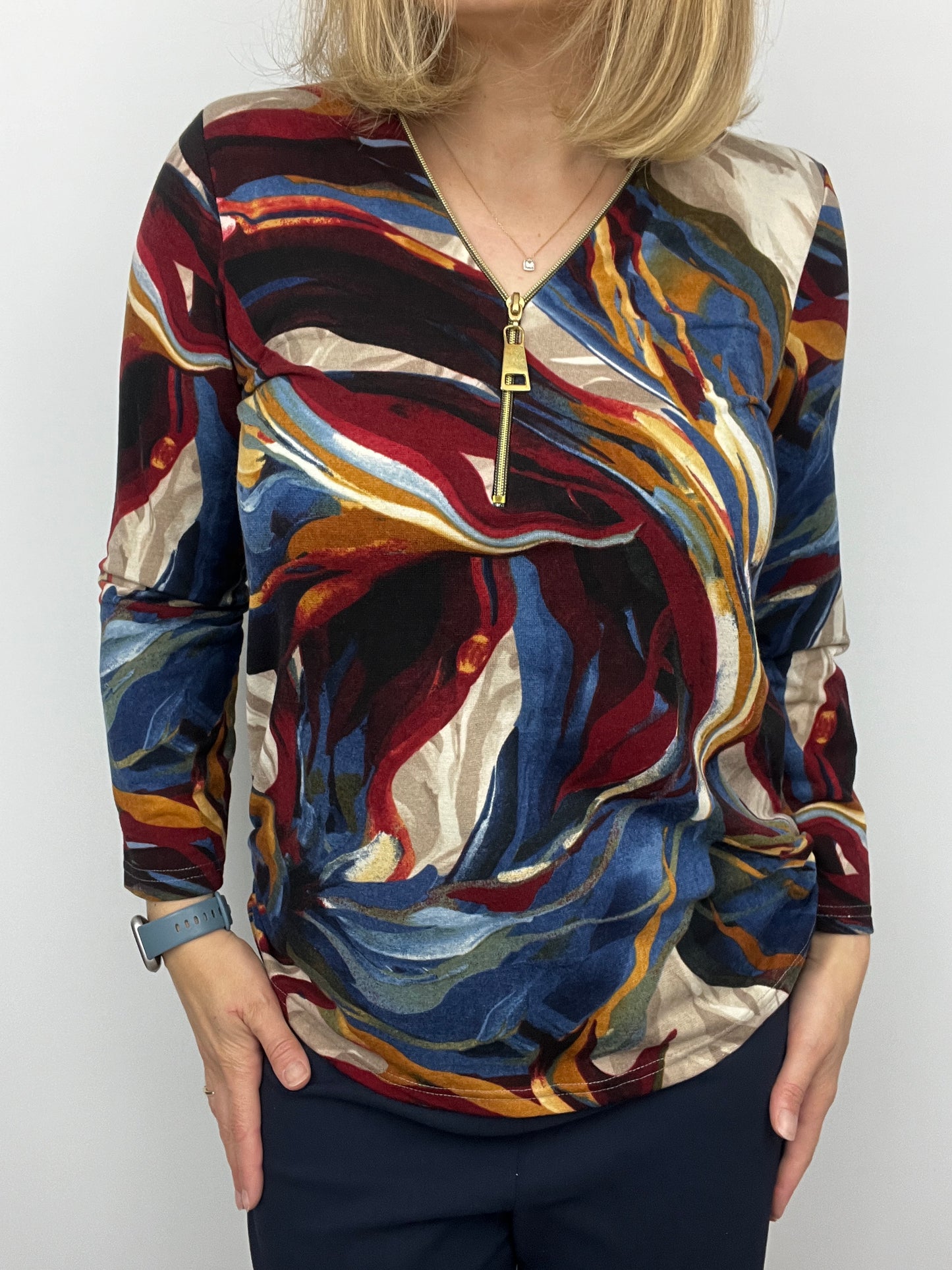 PAULINE fine knit zip top