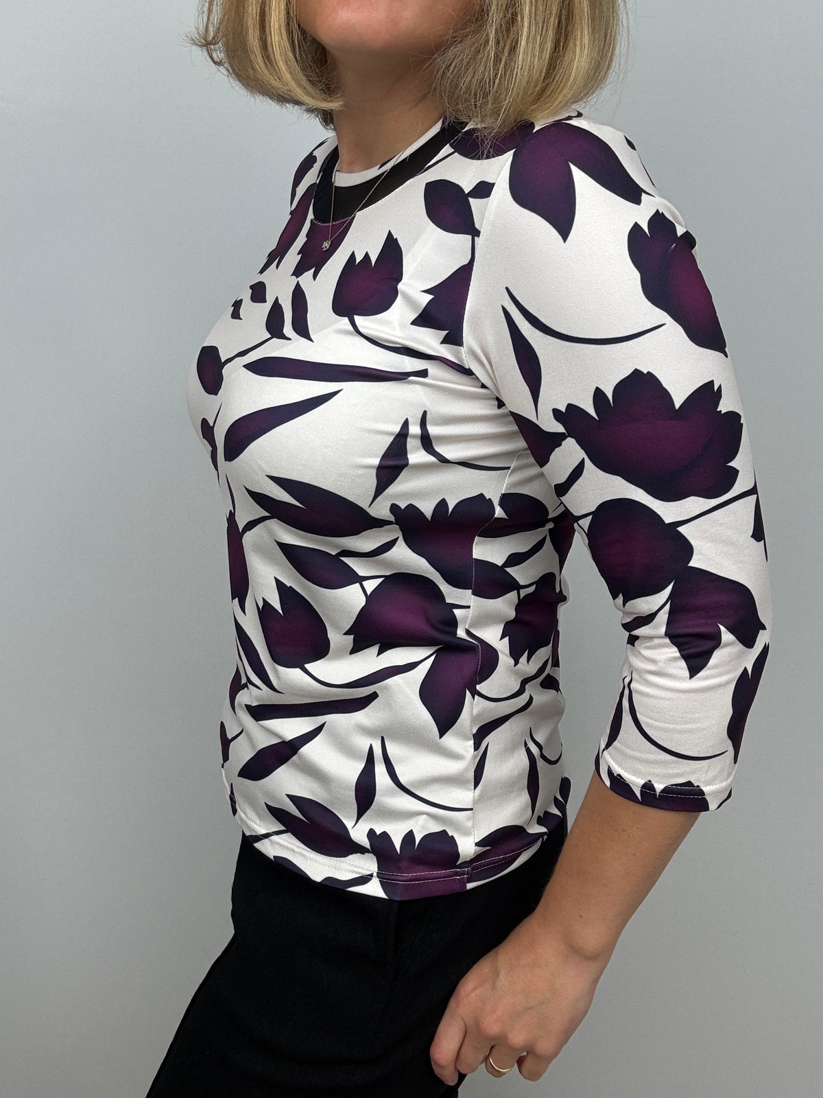 DREW top with mesh neck detail