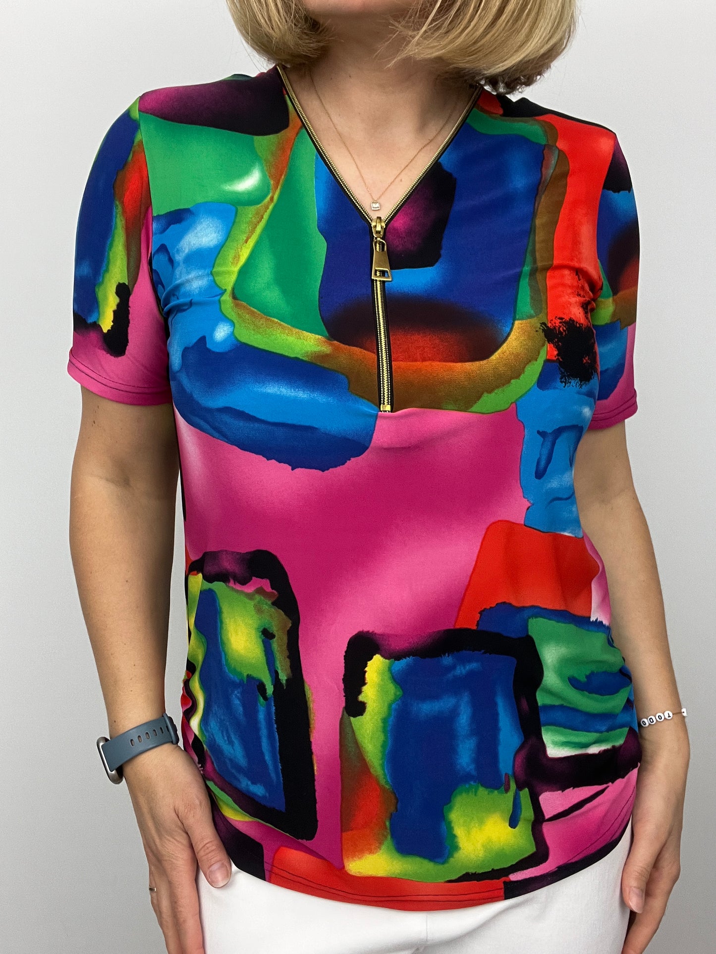 MARTINA short sleeve zip top