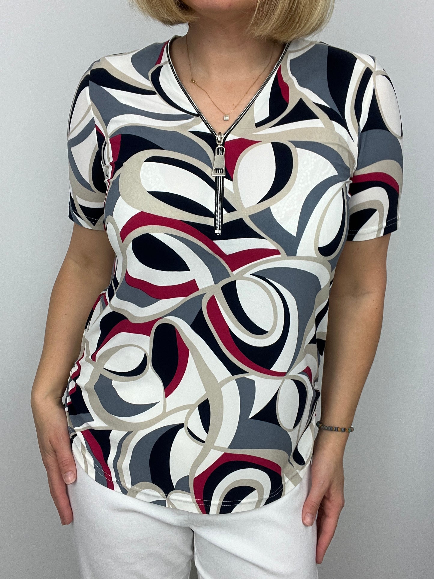 DOMINIQUE short sleeve zip top