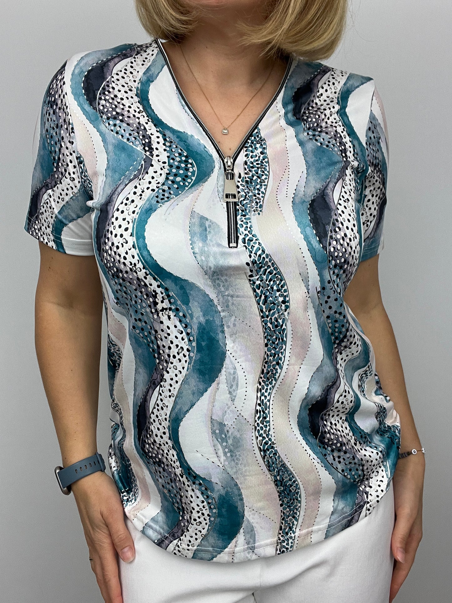 DEIRDRE short sleeve zip top