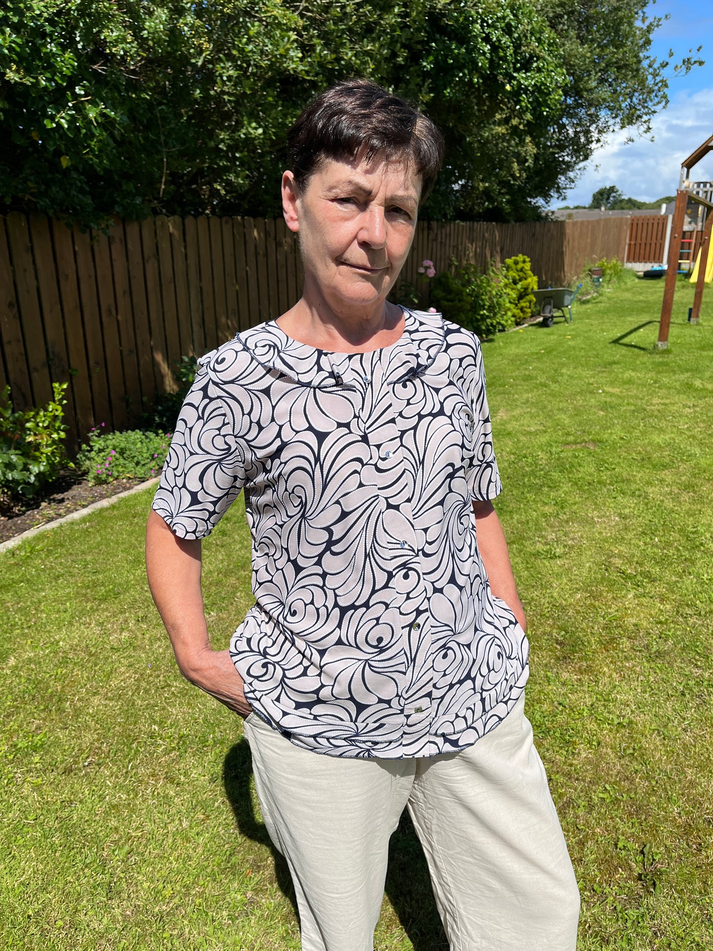 ALANA top with single frill neckline