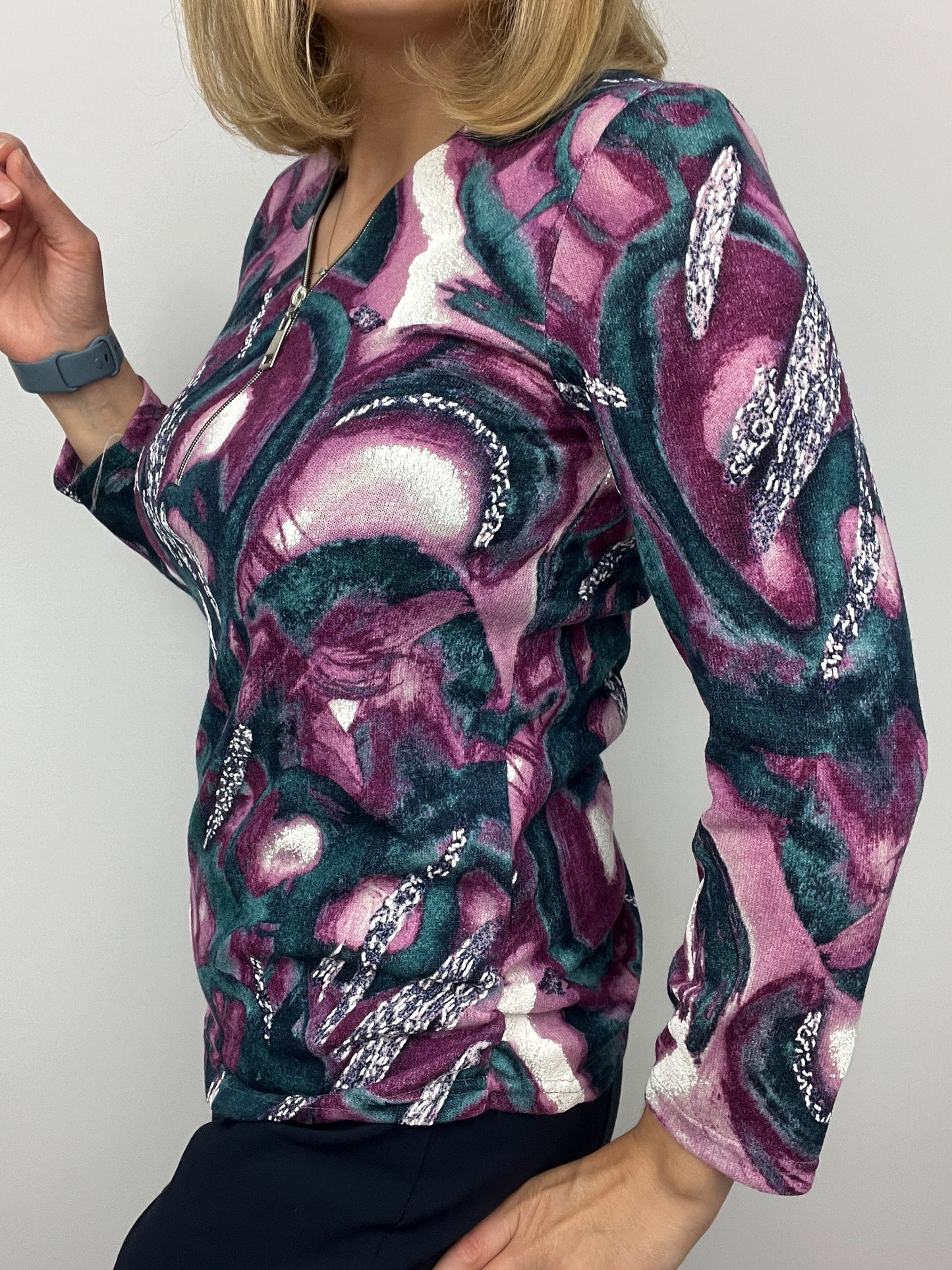 DEIRDRE fine knit zip top