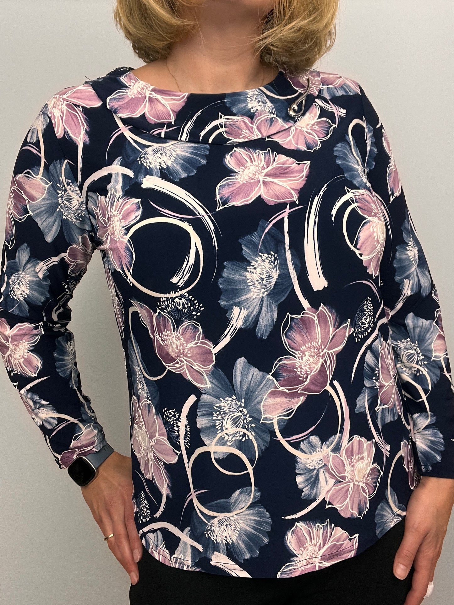 REBECCA Top with flat cowl neck