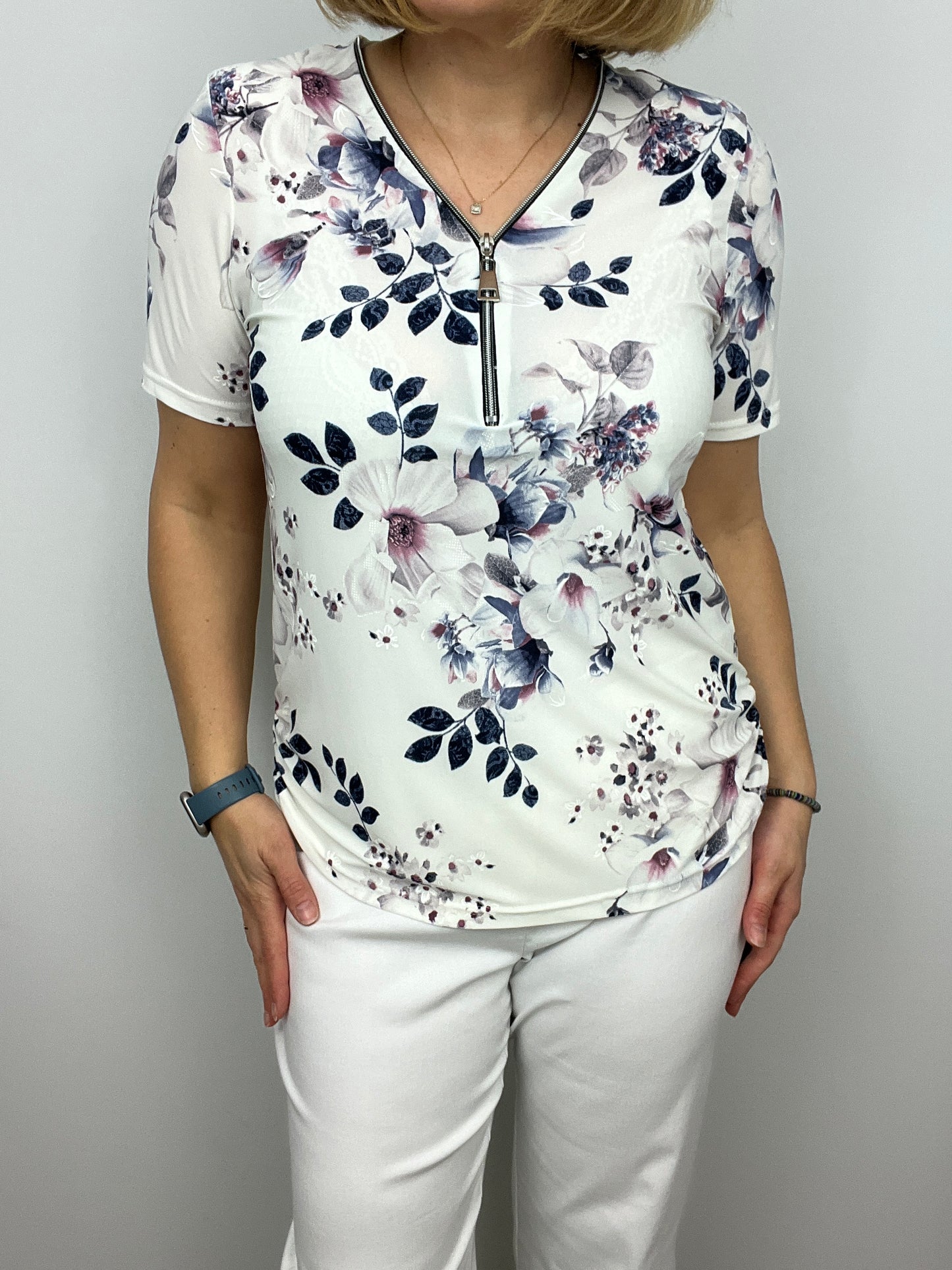 TORI short sleeve zip top