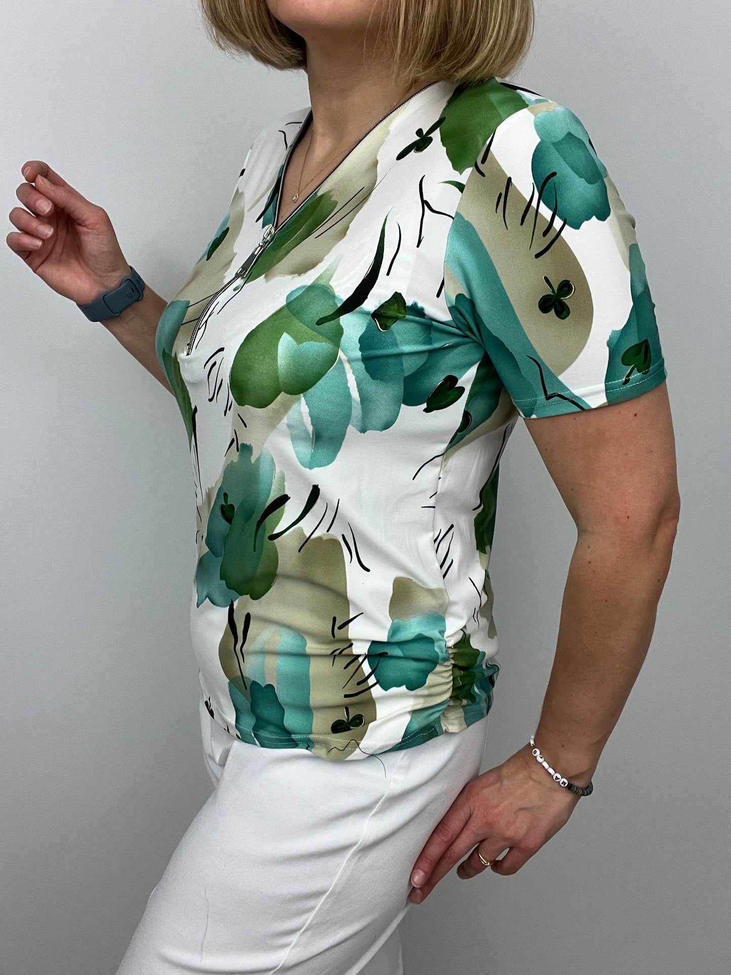 GEORGIA short sleeve zip top