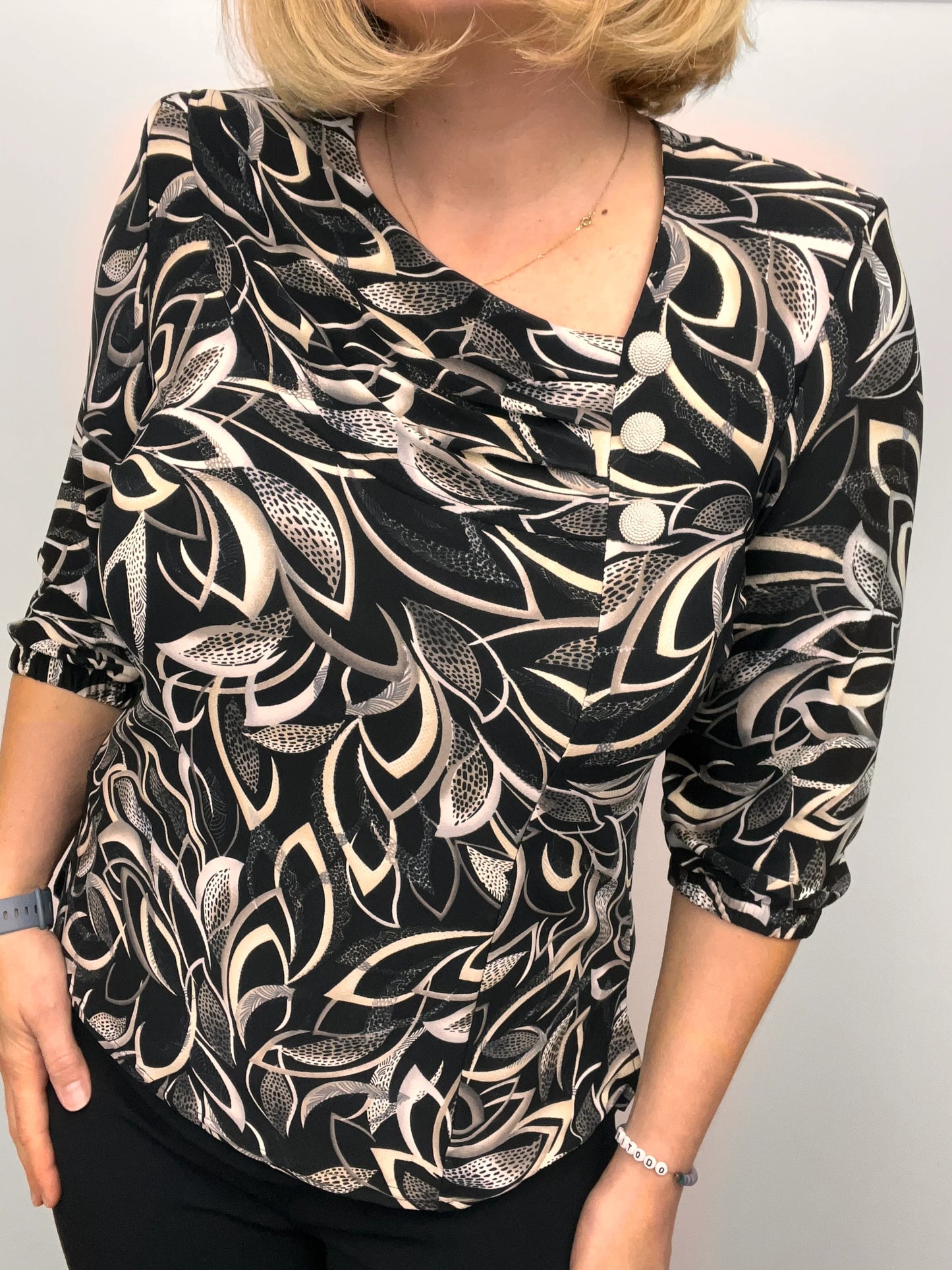 TERESA top with pleated neckline