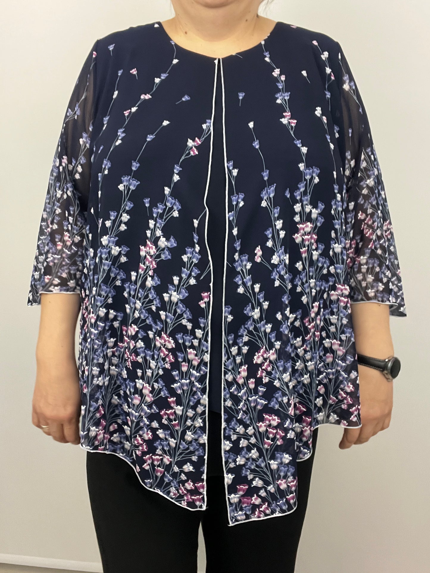 JUDITH chiffon cape-like effect top