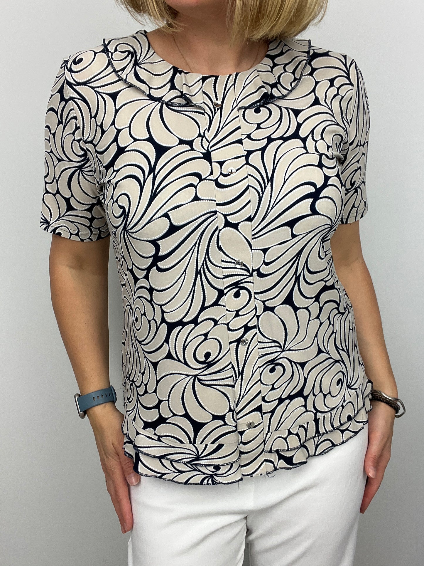 ALANA top with single frill neckline