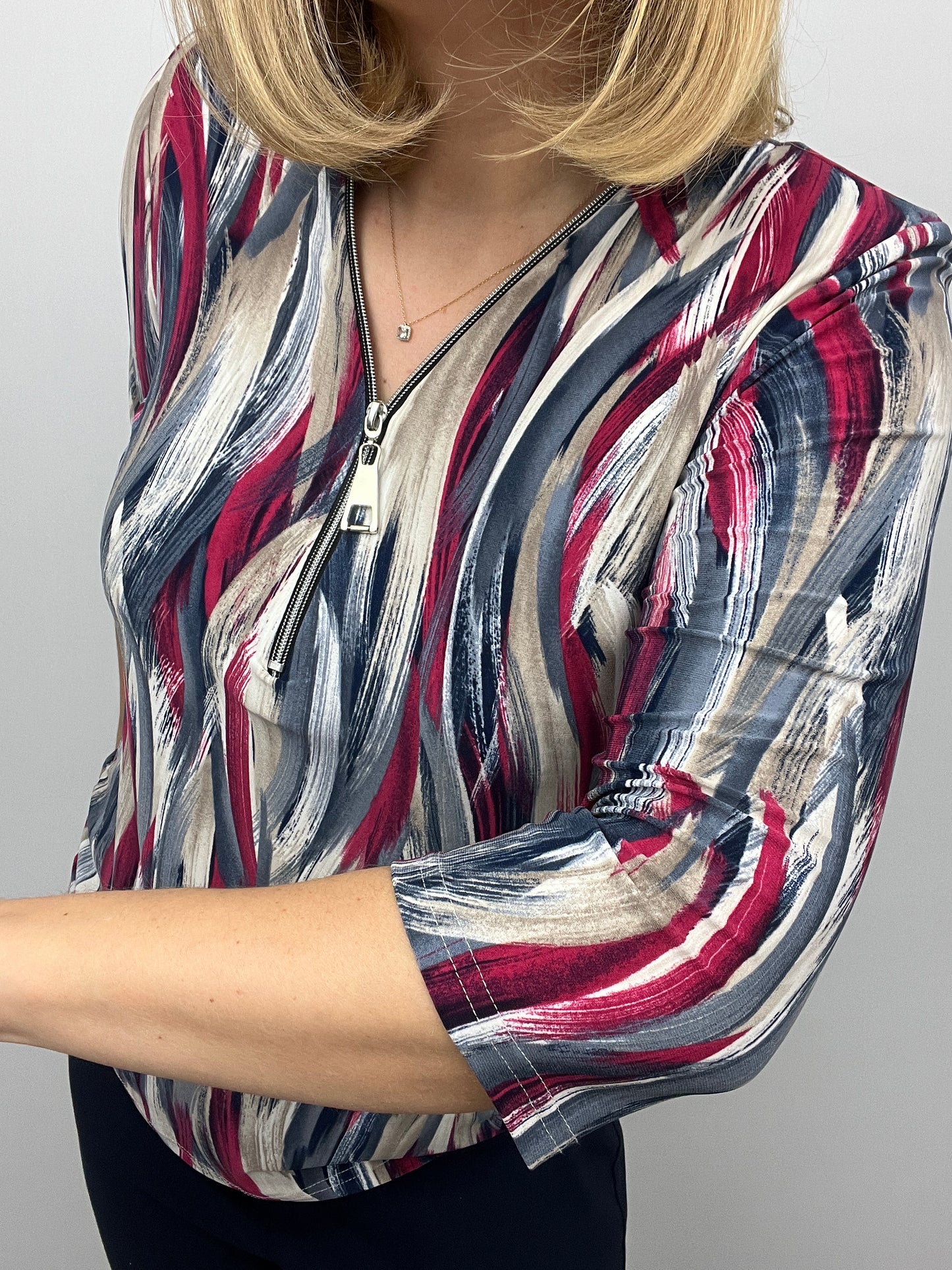 LEAH 3/4 sleeve zip top