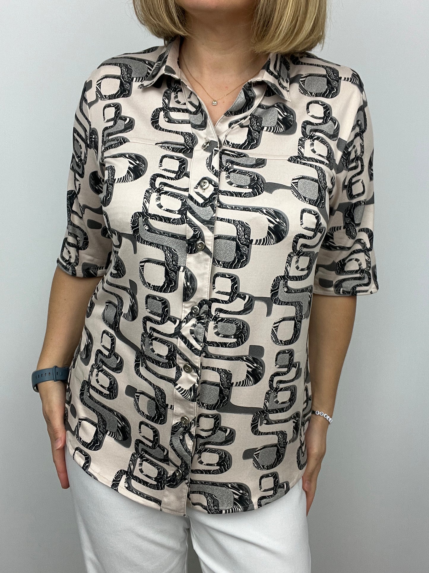 GRAINNE button down blouse with collar - sizes 14-24