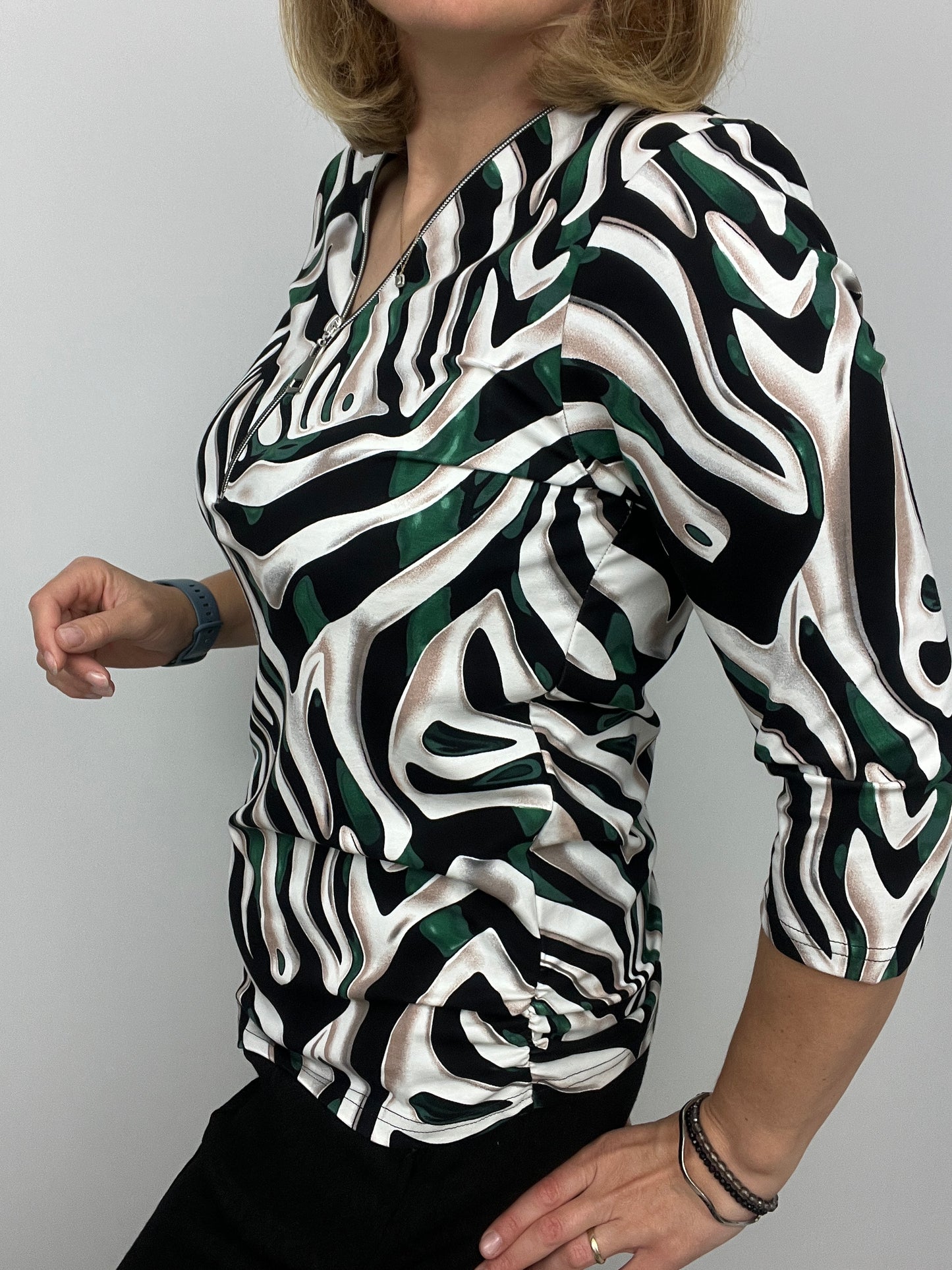 NATALIE zip top 3/4 sleeve