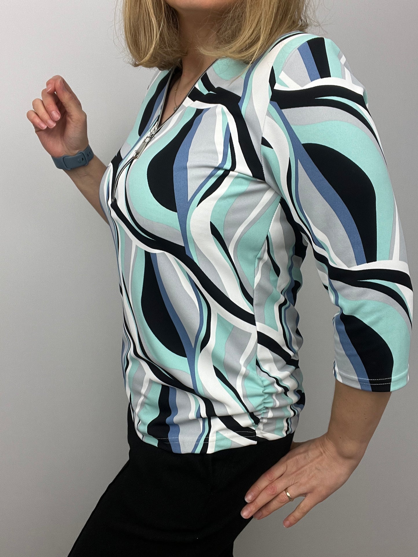 MEGAN 3/4 sleeve zip top