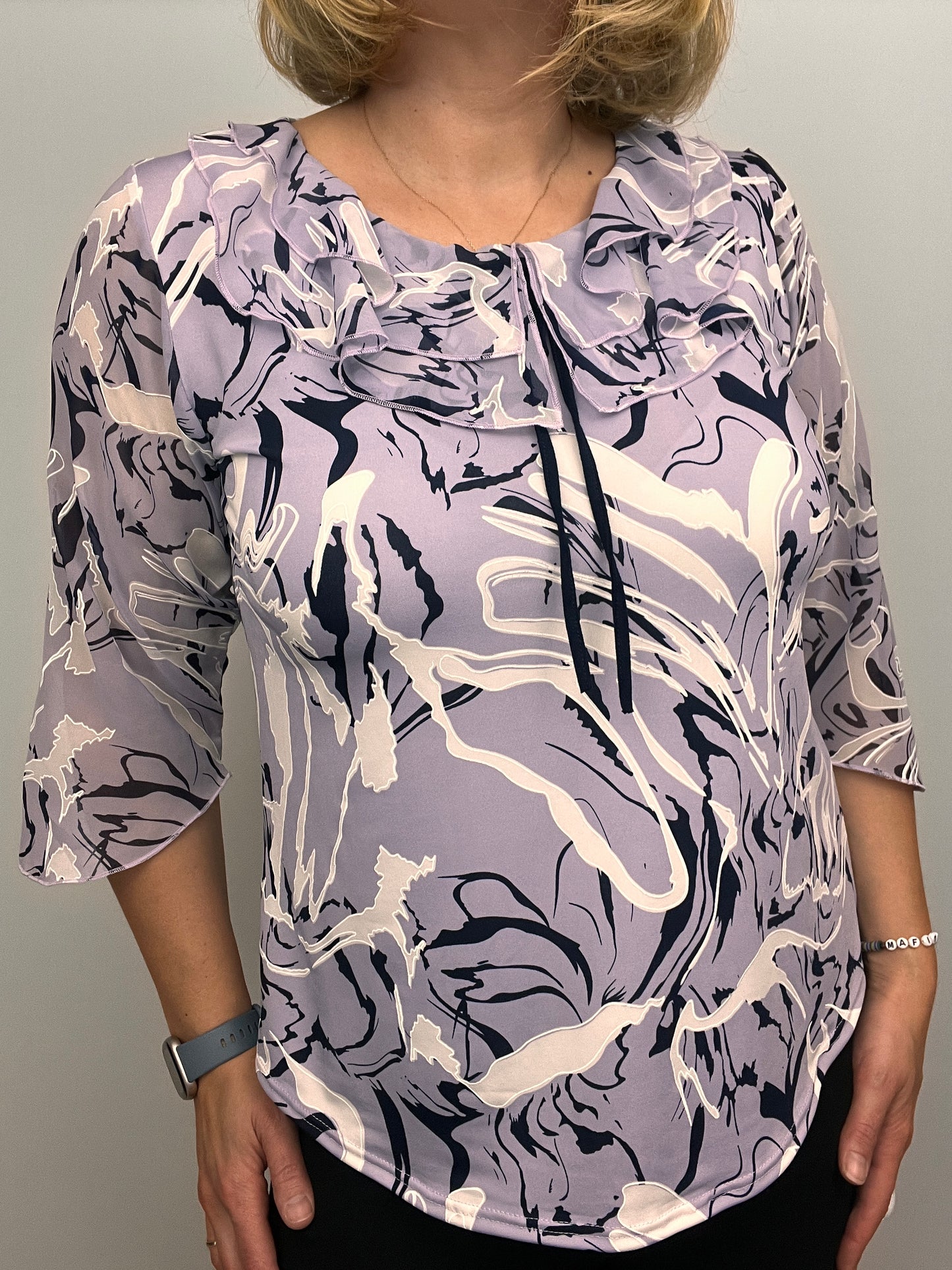 ZARA Double ruffle round neck top