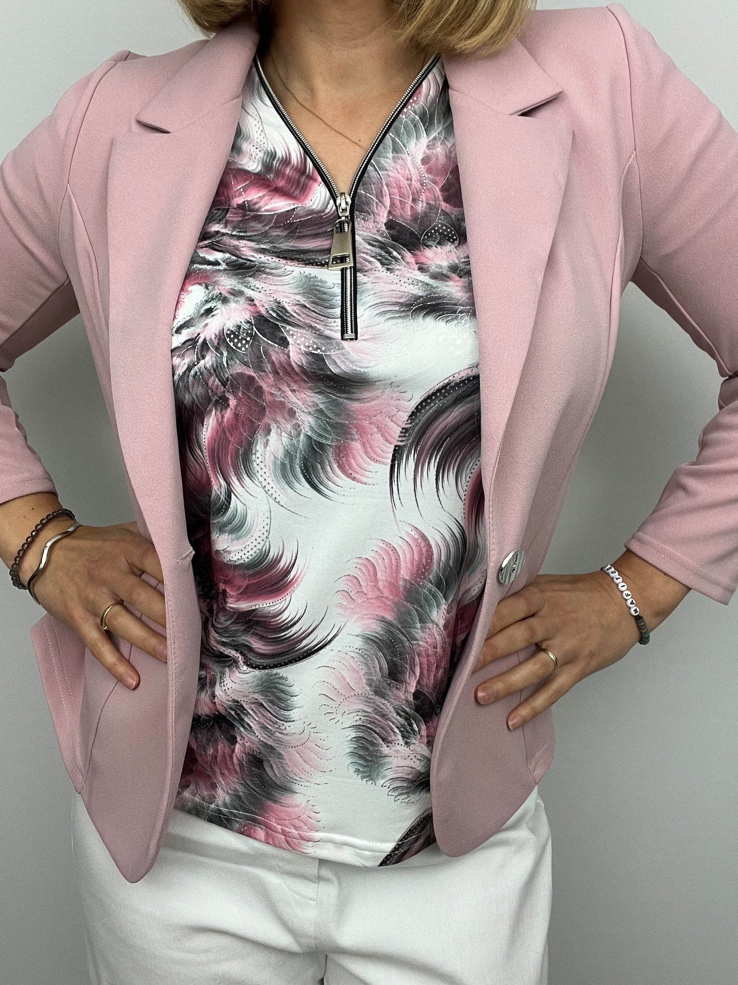 MARGARET short sleeve zip top