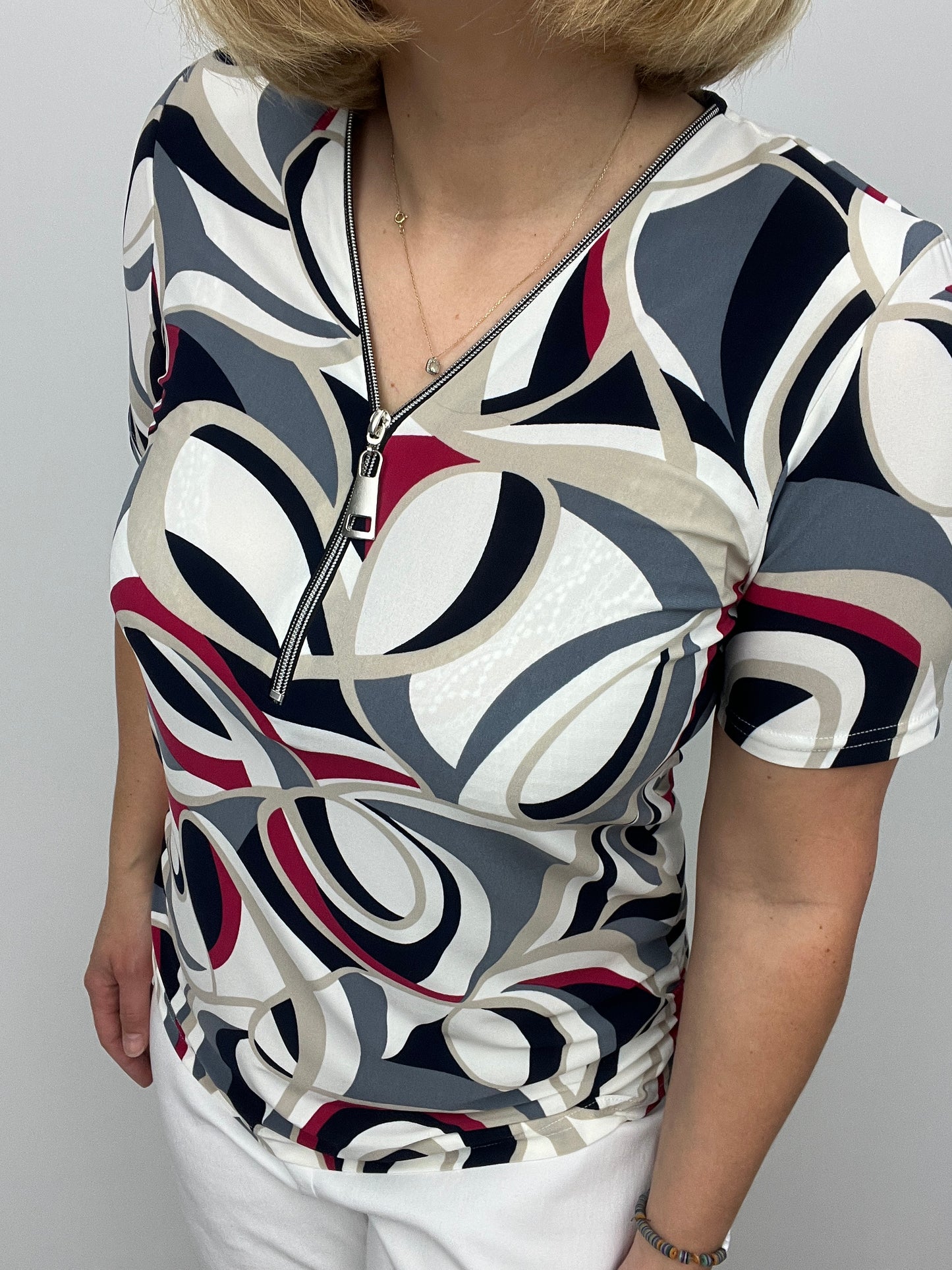 DOMINIQUE short sleeve zip top