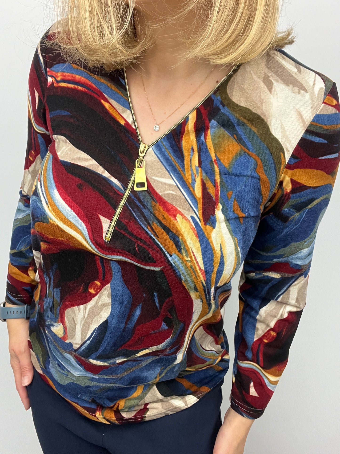 PAULINE fine knit zip top