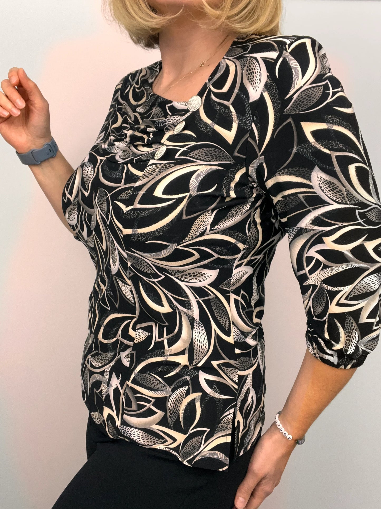 TERESA top with pleated neckline