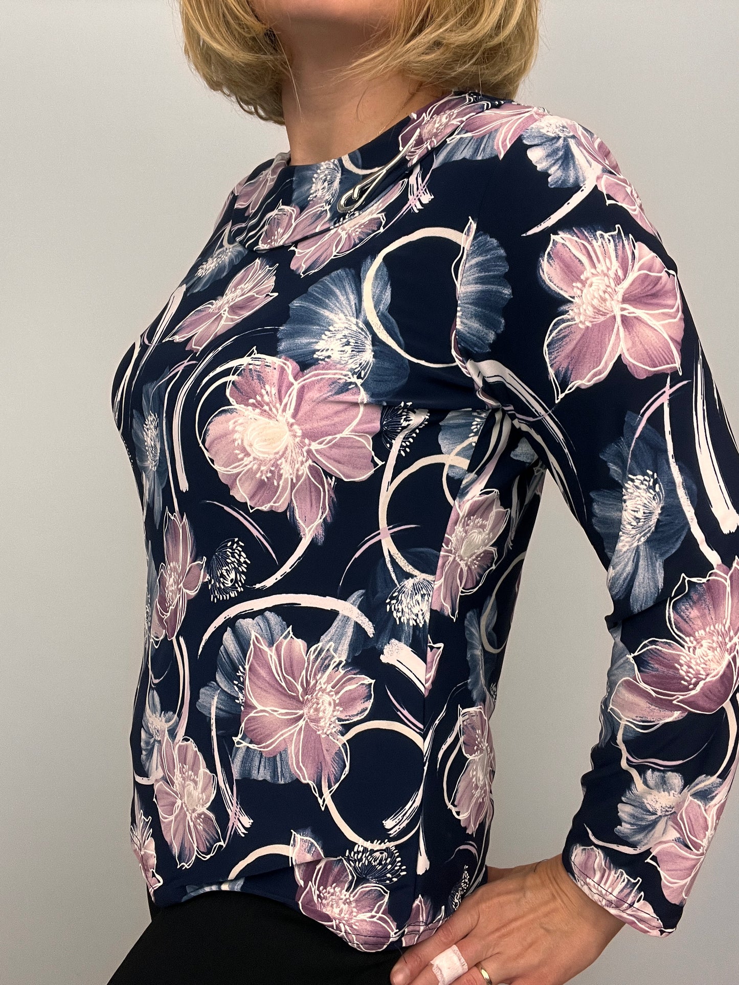 REBECCA Top with flat cowl neck