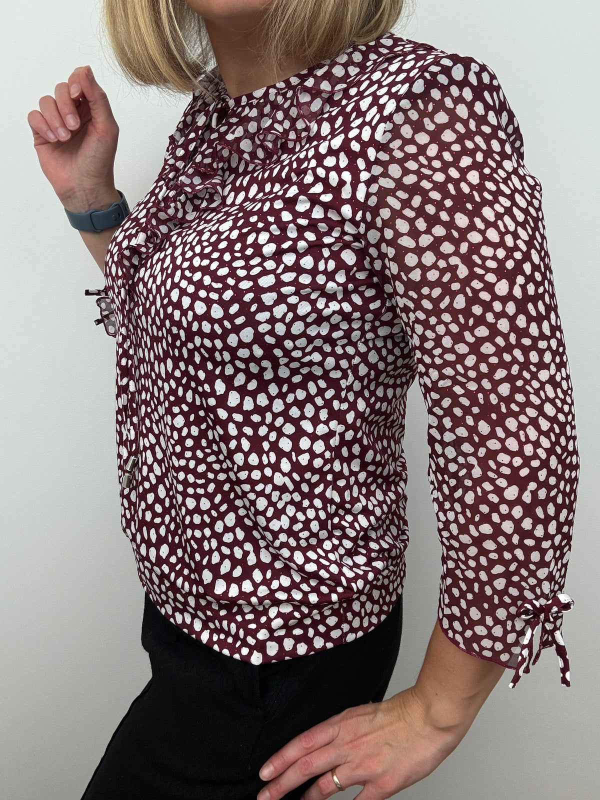 LAYLA burgundy ruffle top