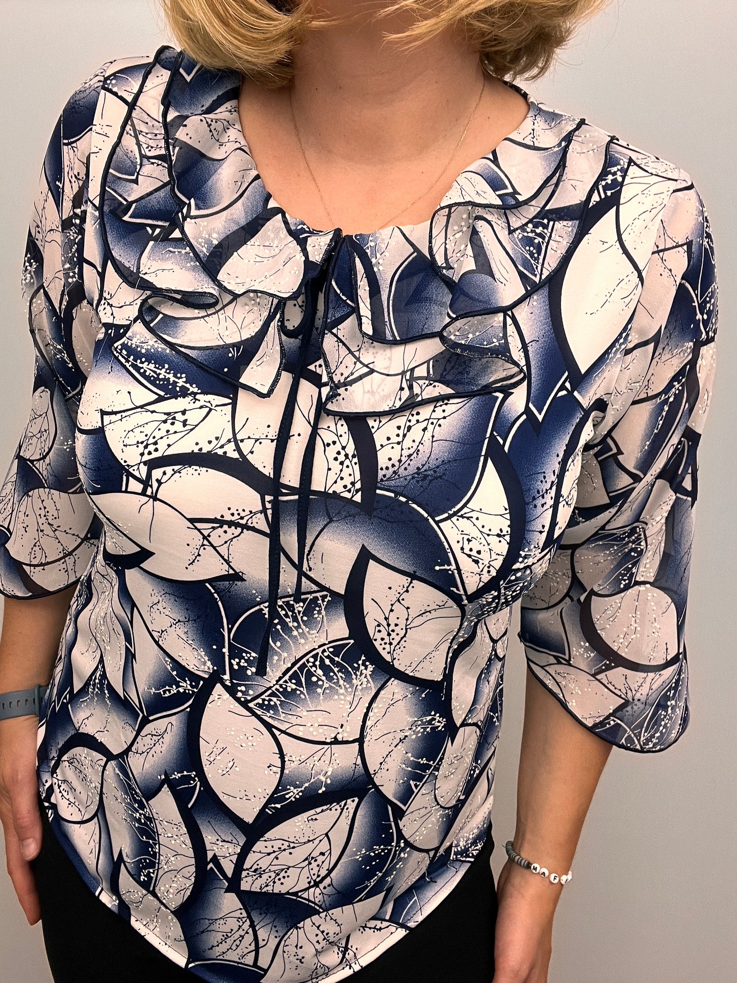 LUNA Double ruffle round neck top