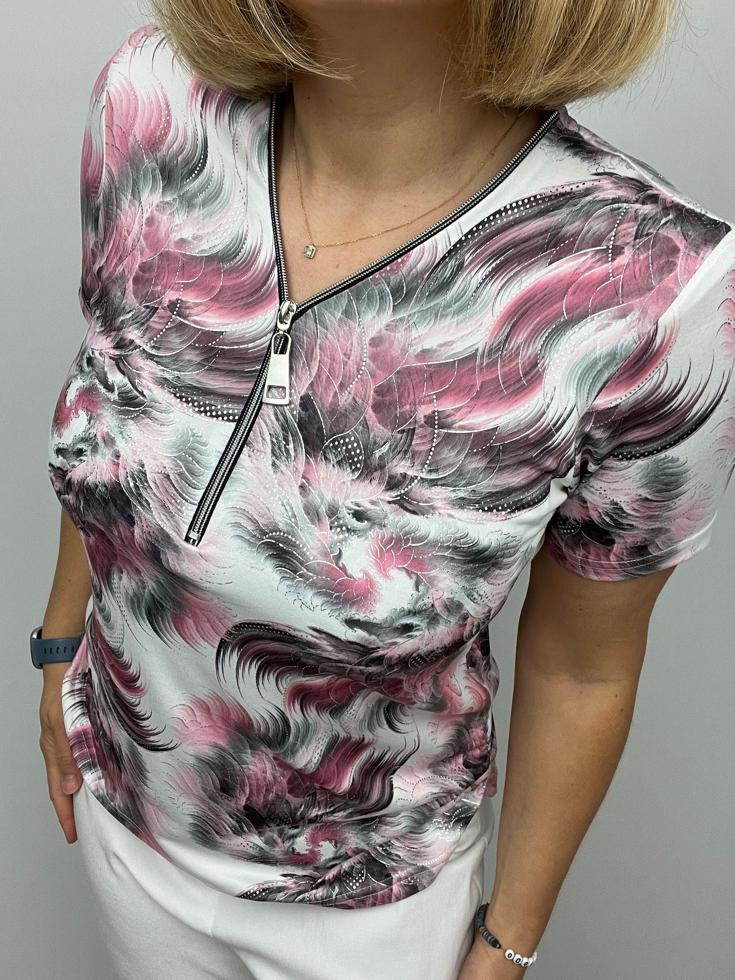 MARGARET short sleeve zip top