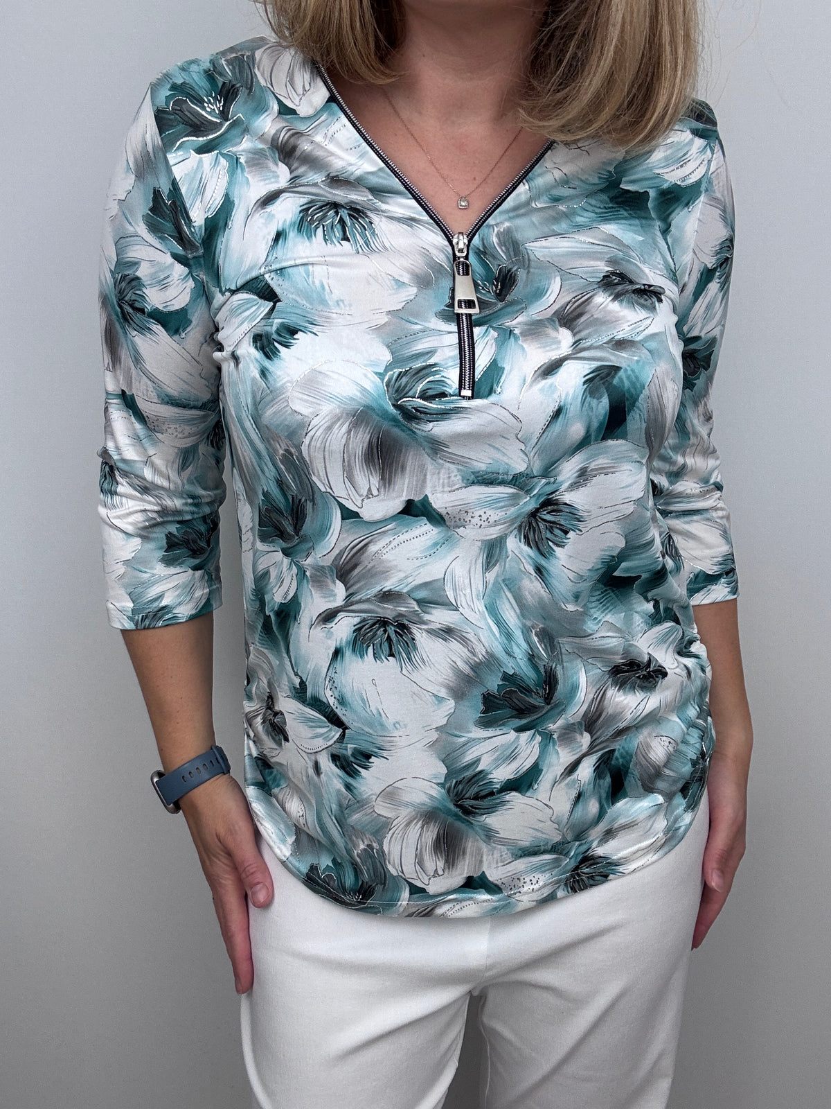 JULIA 3/4 sleeve zip top