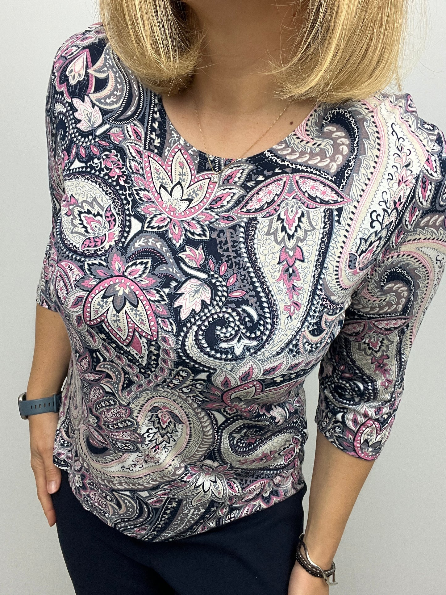 MOIRA cotton feel style top 3/4 sleeves