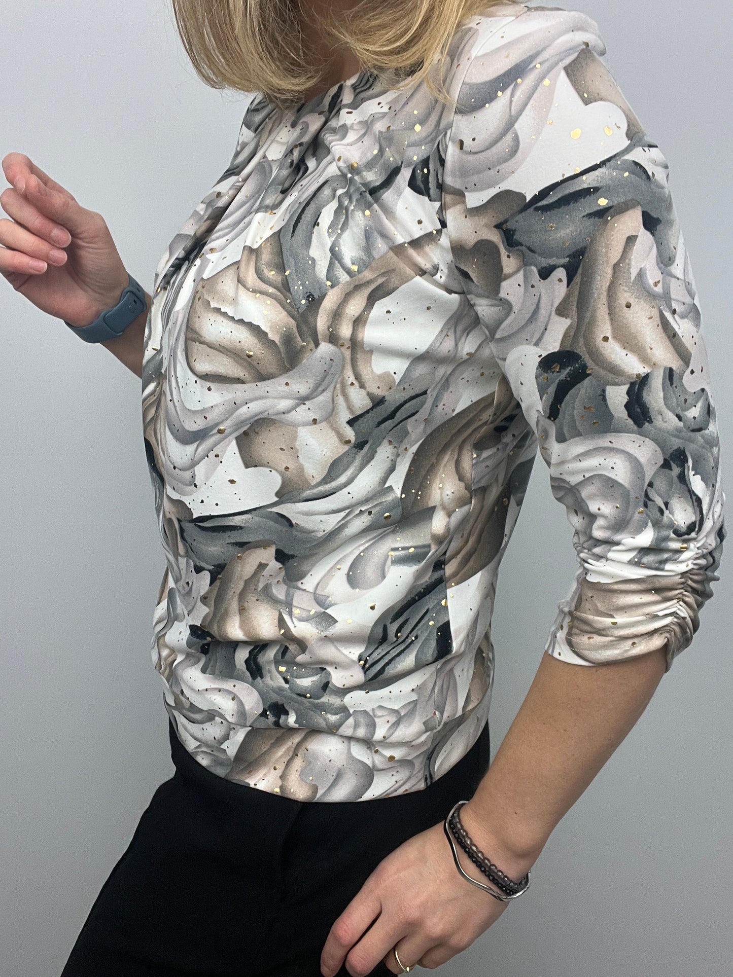 DAWN marble print top with gold detail