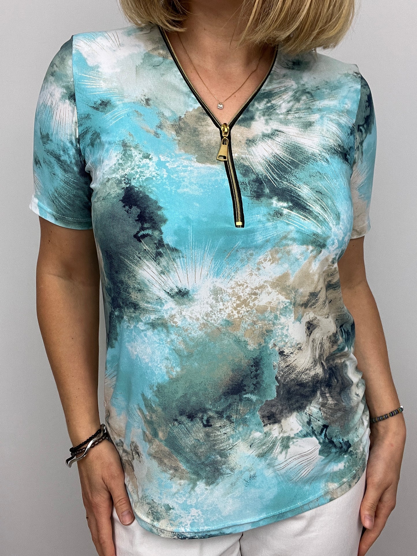FELICITY short sleeve zip top