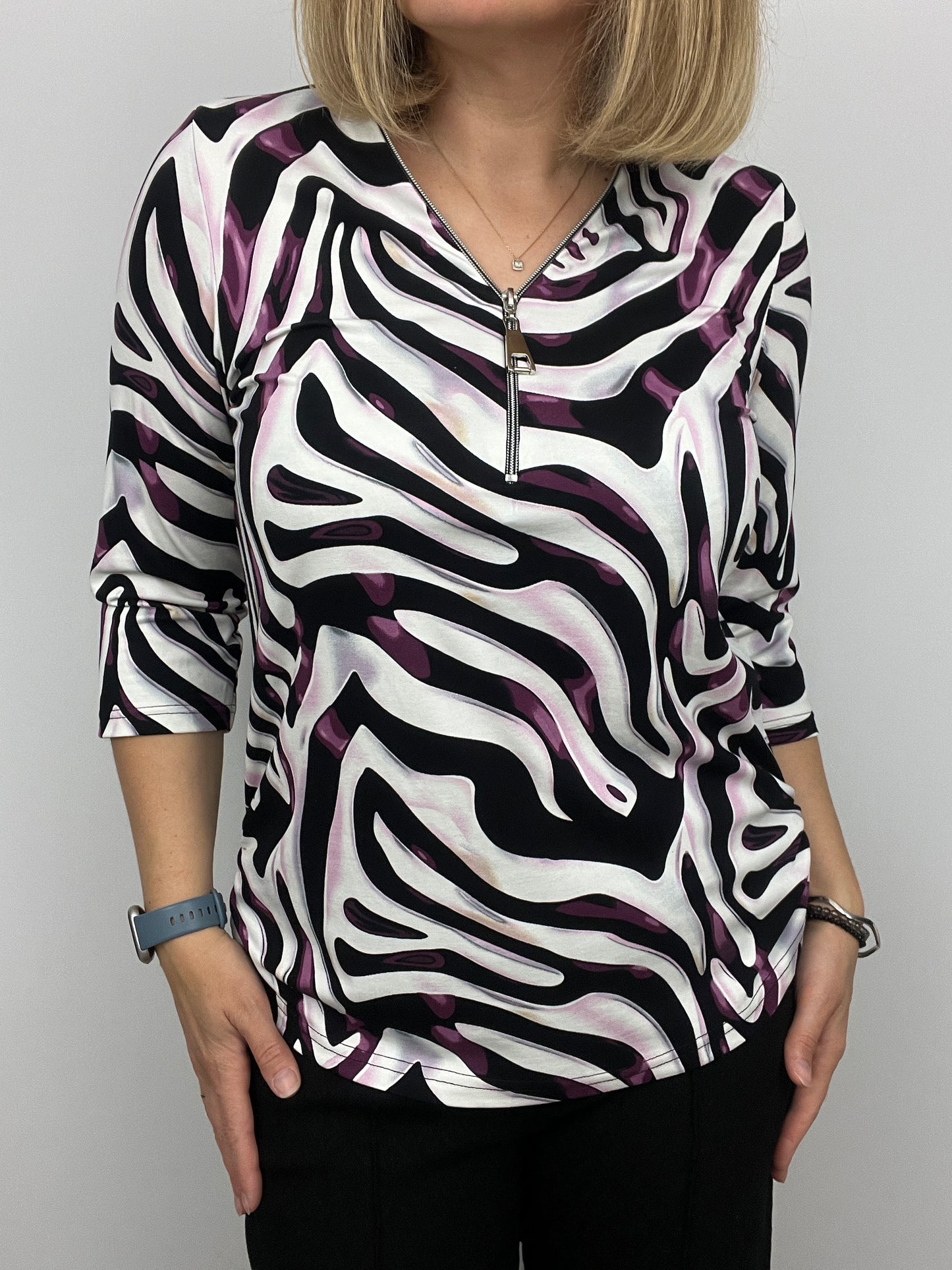 CHELSEA zip top 3/4 sleeve
