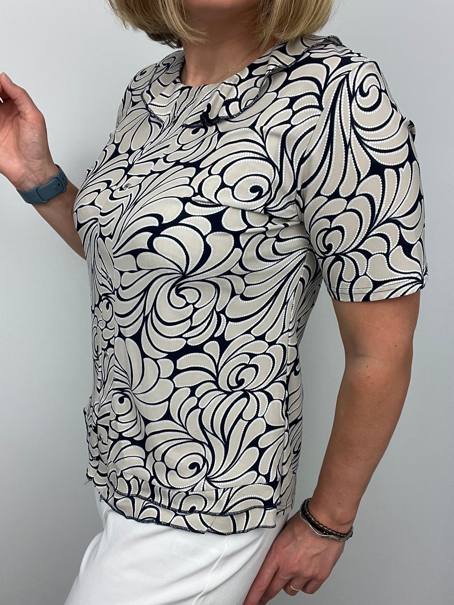 ALANA top with single frill neckline