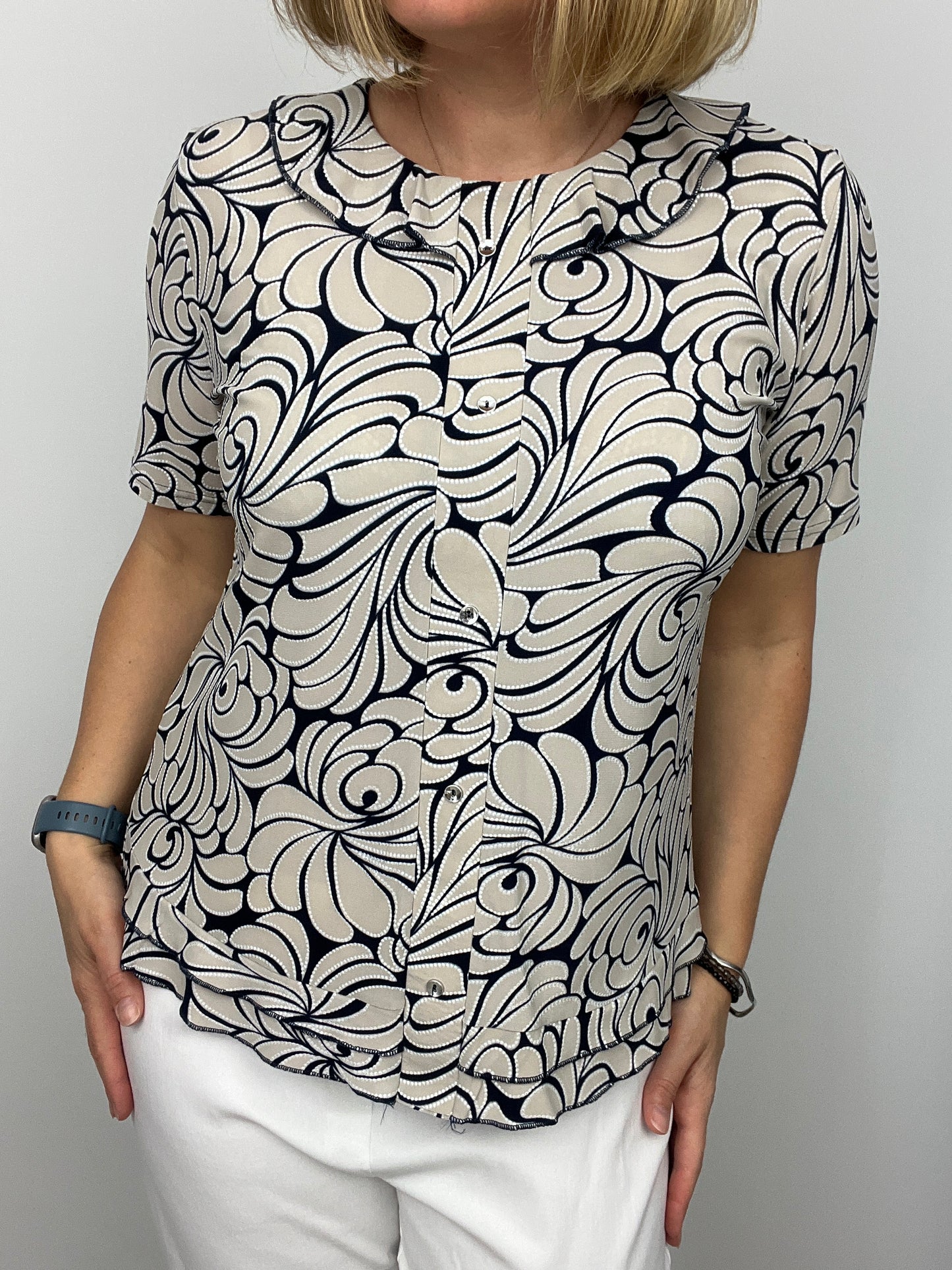 ALANA top with single frill neckline