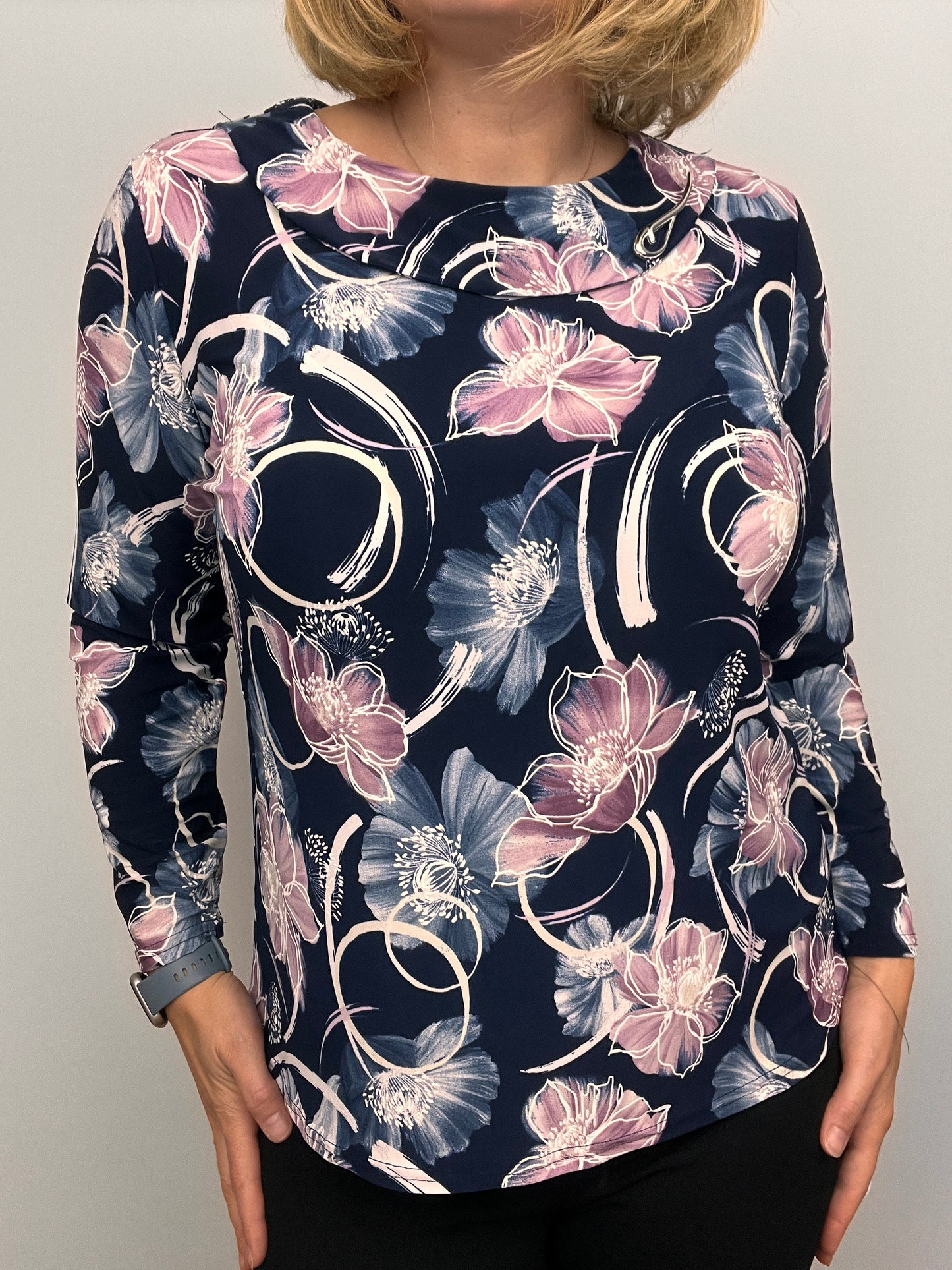 REBECCA Top with flat cowl neck