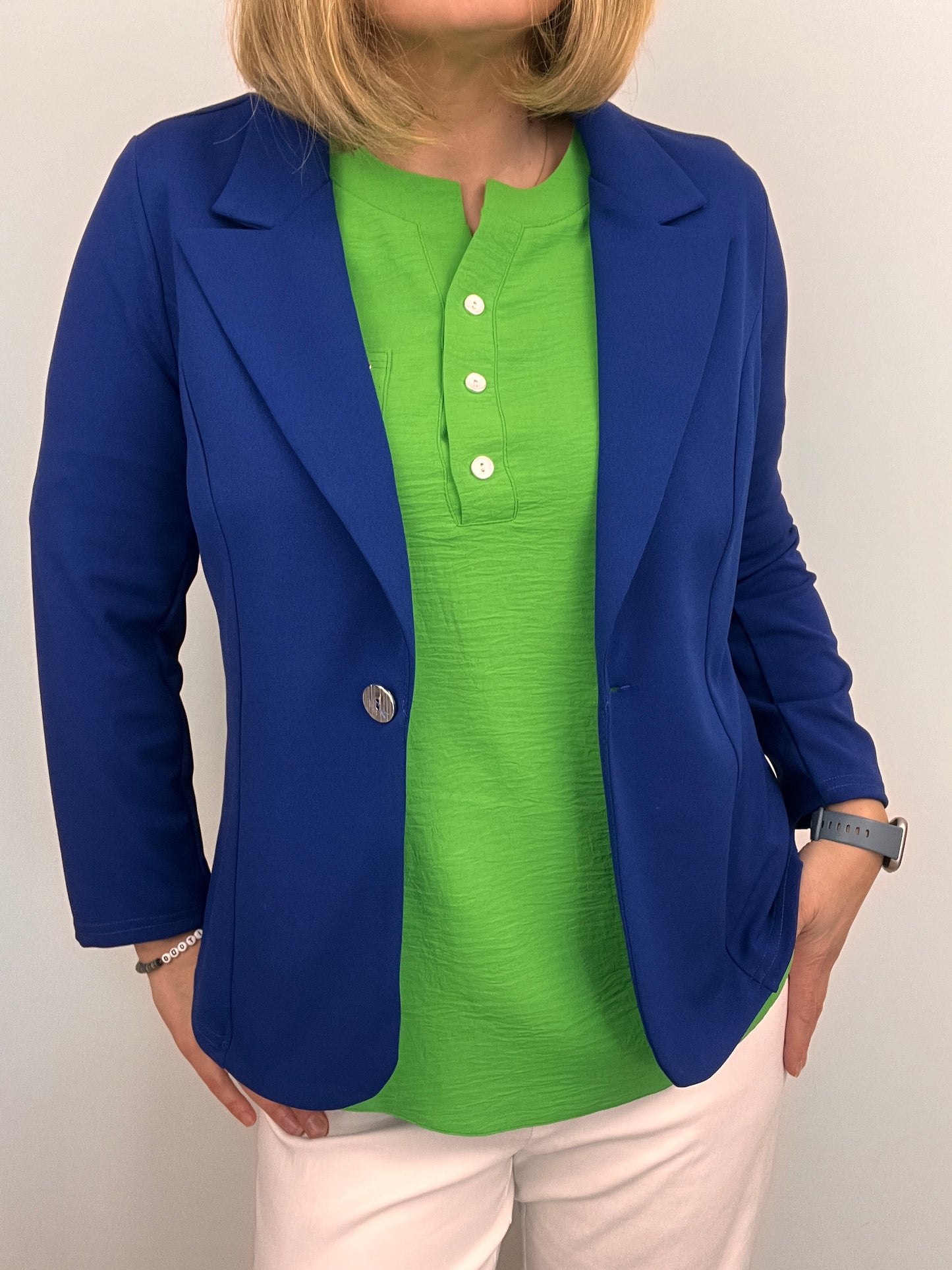 FIA green crape blouse