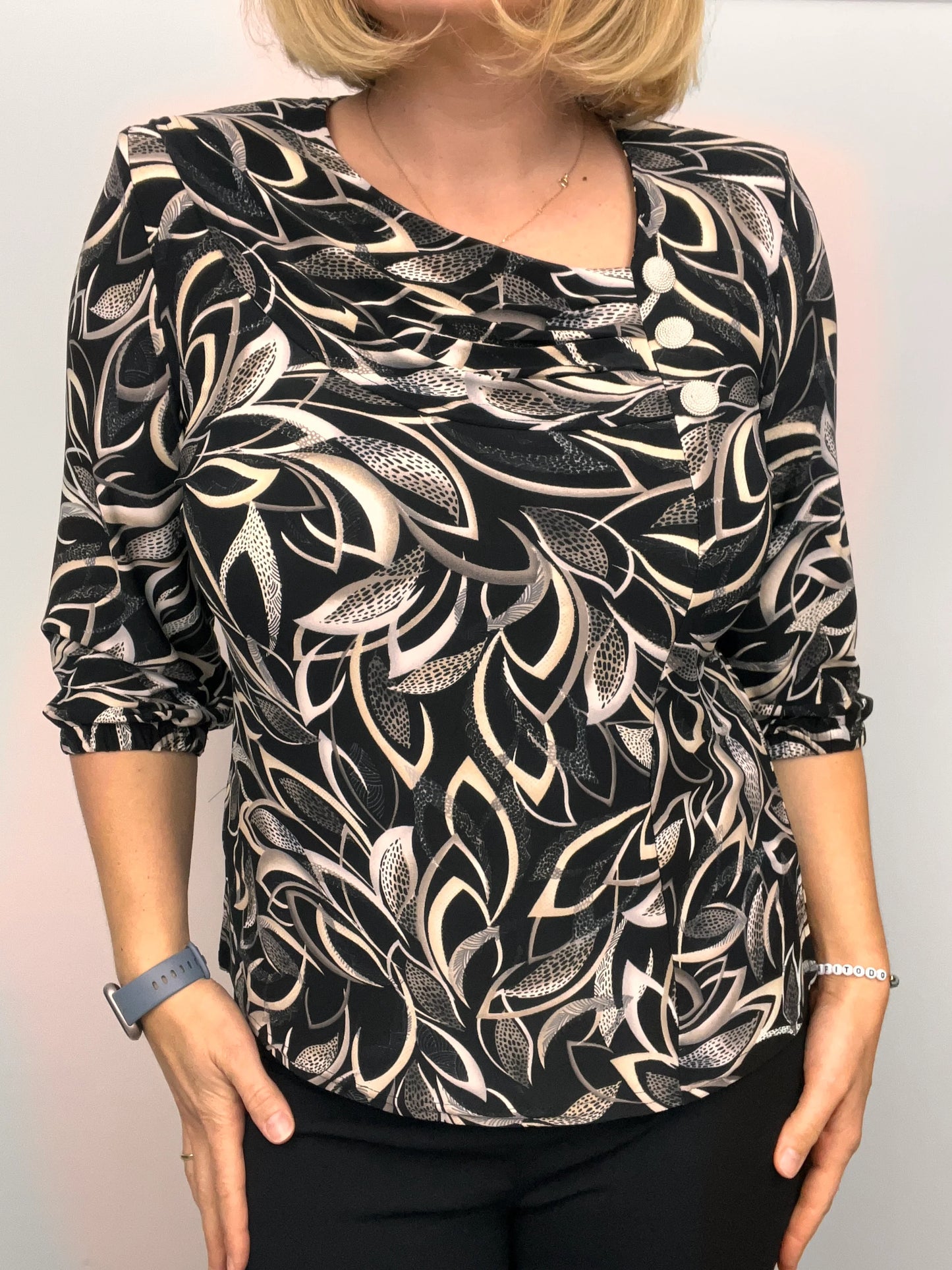 TERESA top with pleated neckline