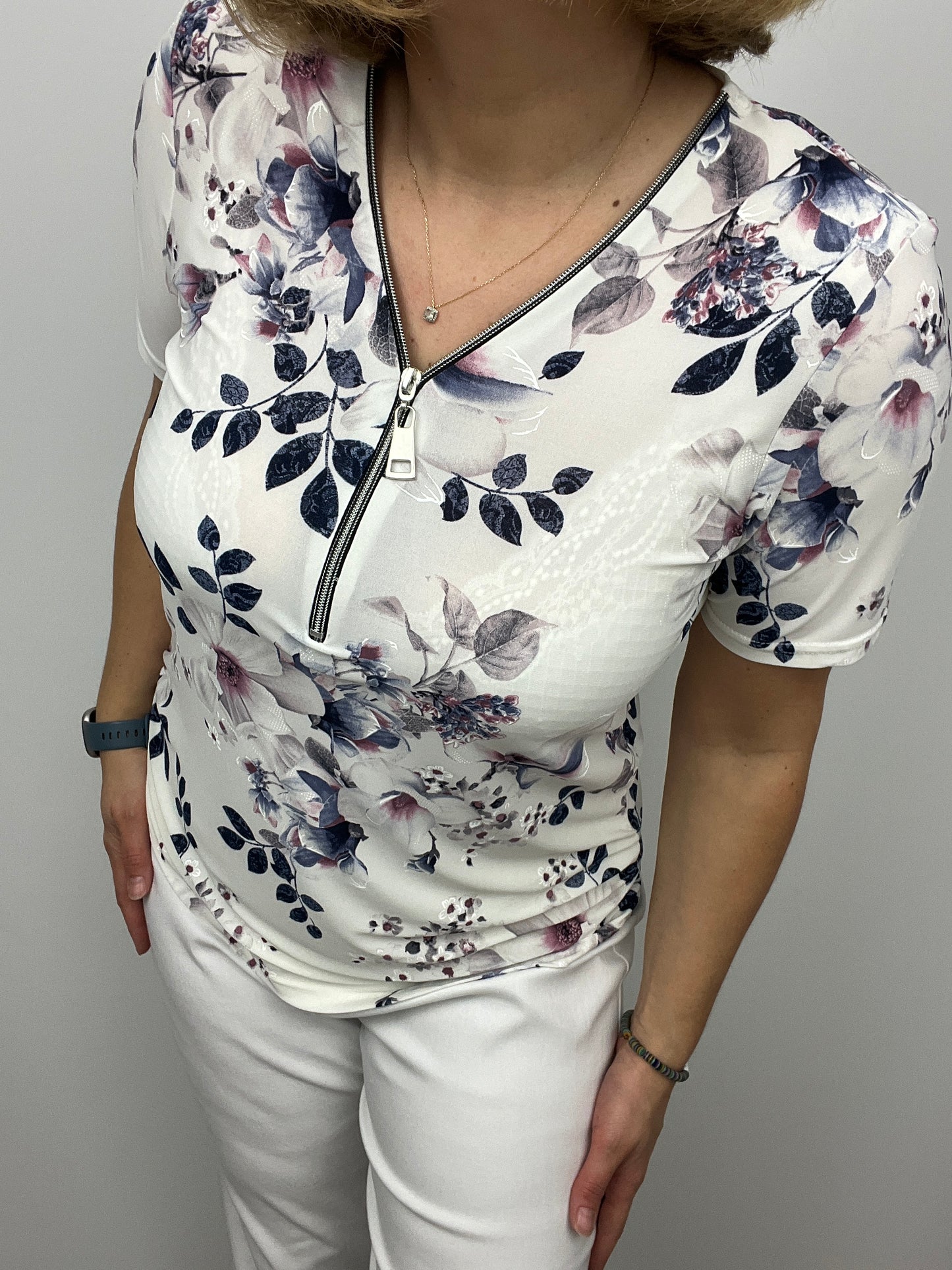 TORI short sleeve zip top