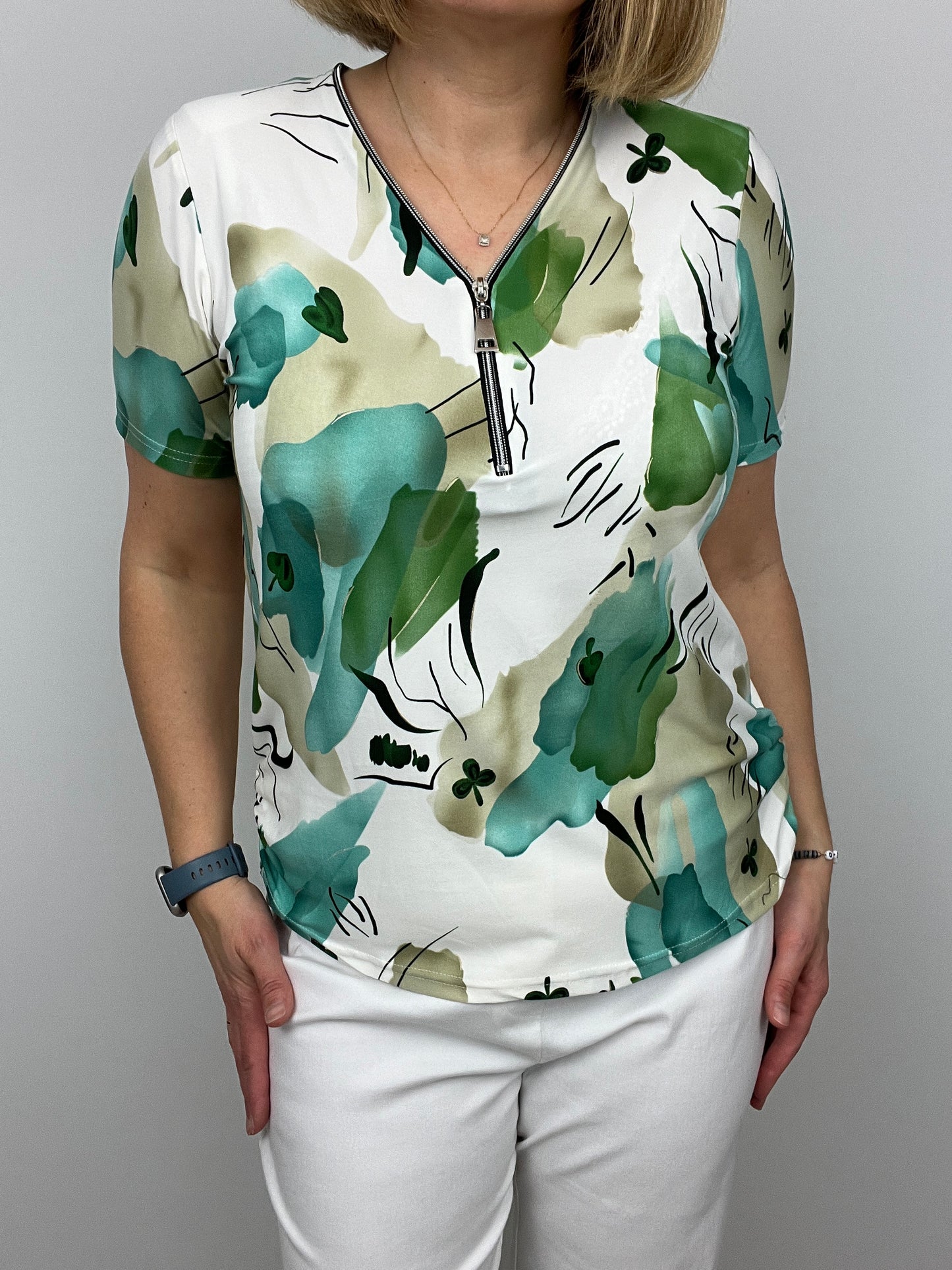 GEORGIA short sleeve zip top
