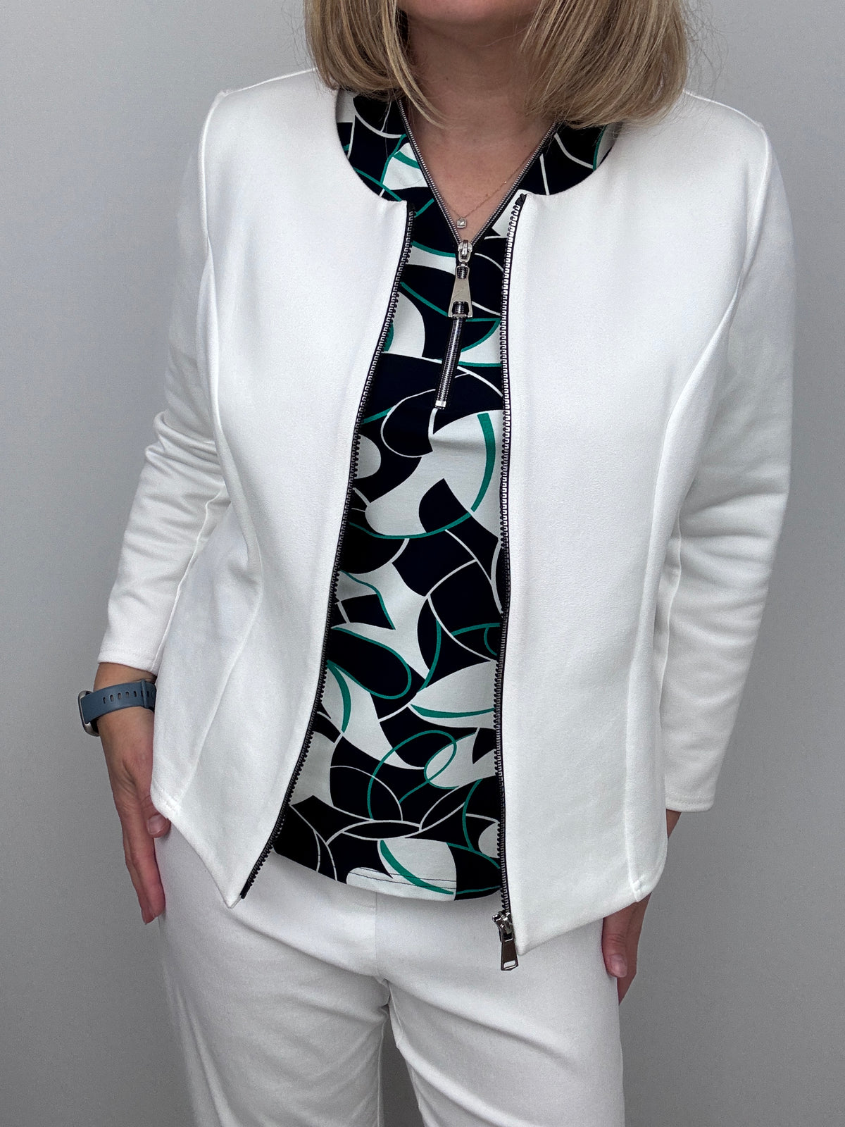 AMANDA 3/4 sleeve zip top
