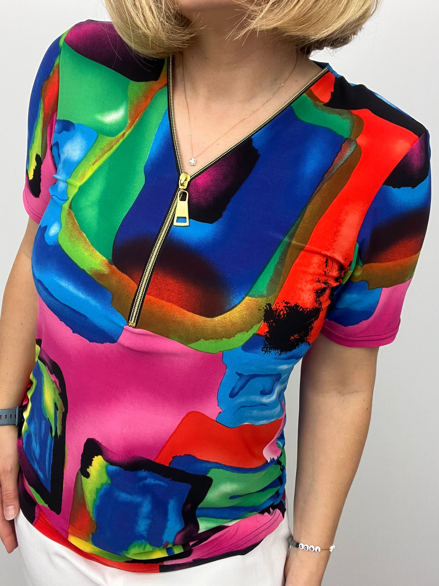 MARTINA short sleeve zip top