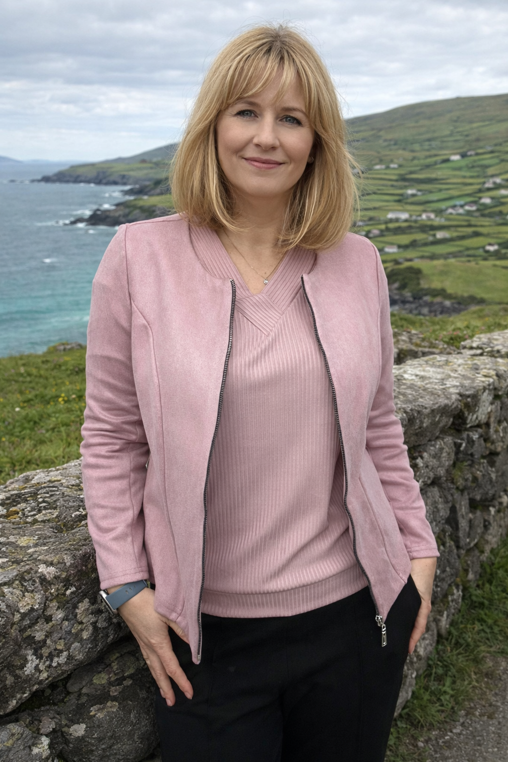 Powder pink suedette jacket