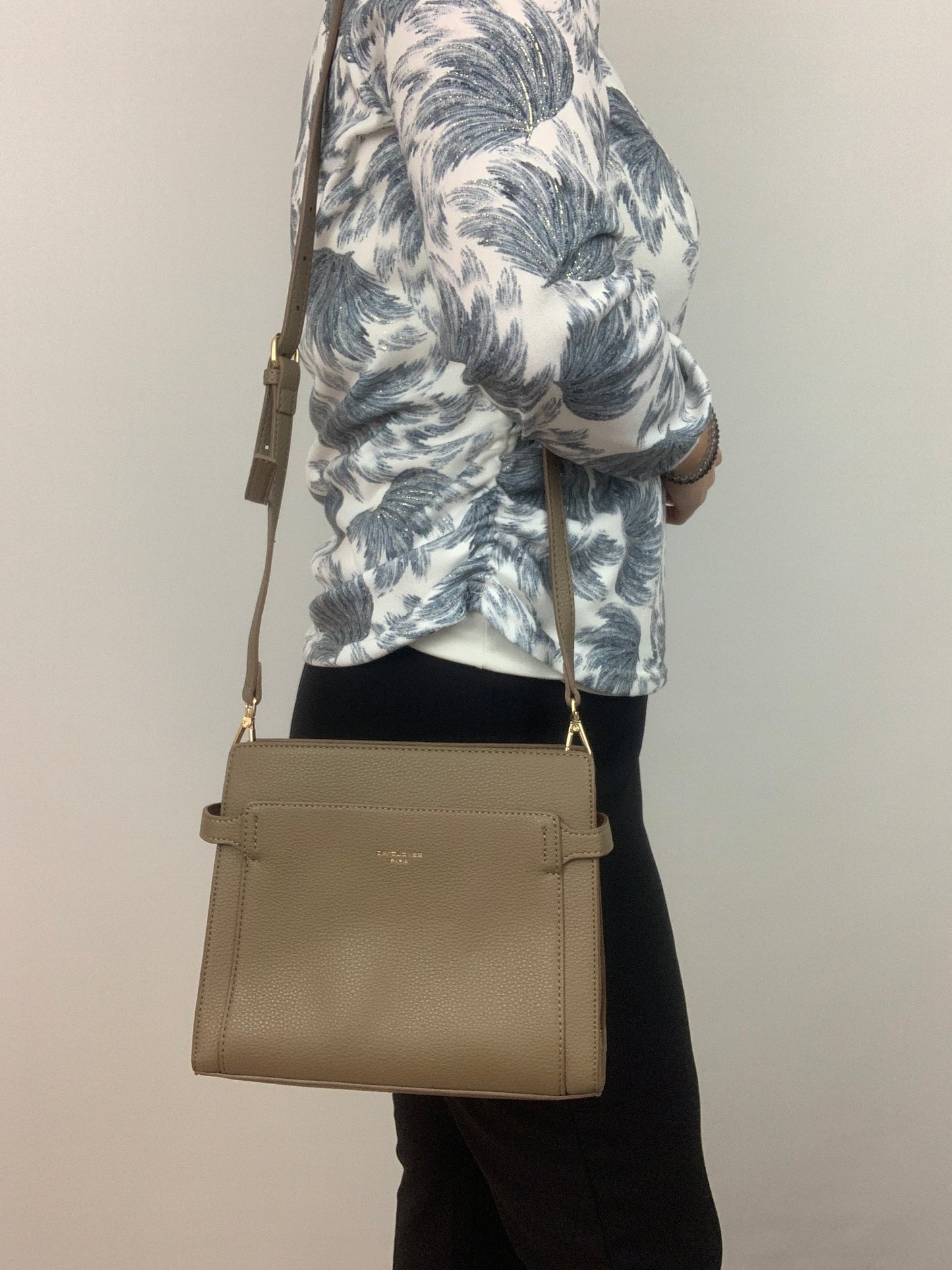 RHODE ISLAND TAUPE - quality faux leather shoulder/crossbody handbag