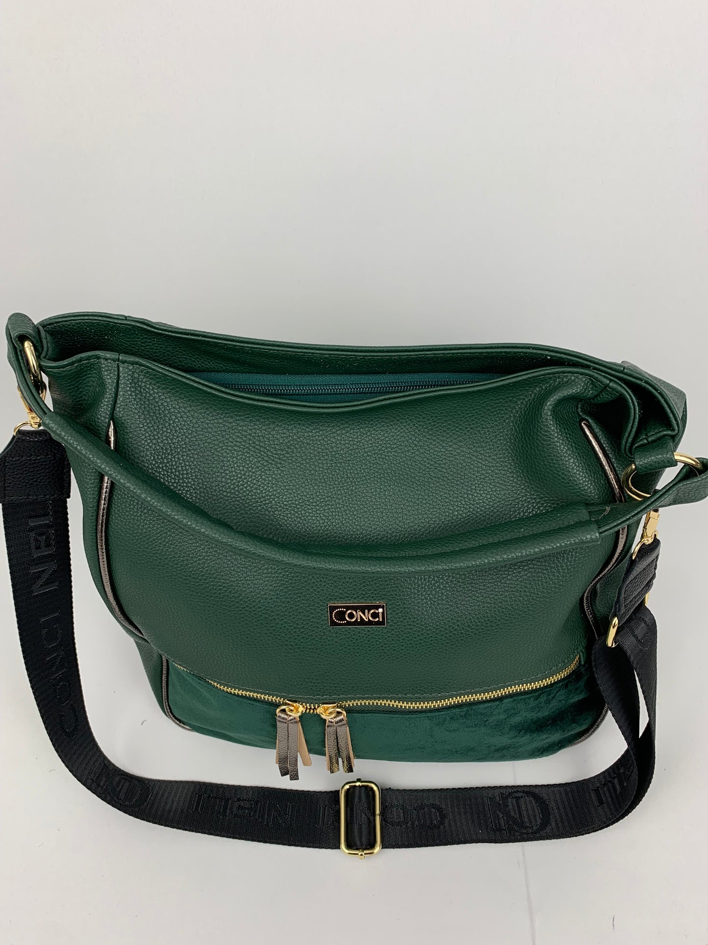 VERONA GREEN- Soft faux leather shoulder bag large
