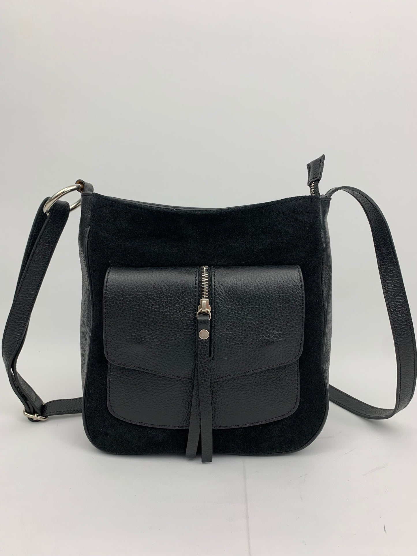 LISBON - real leather with suede crossbody bag