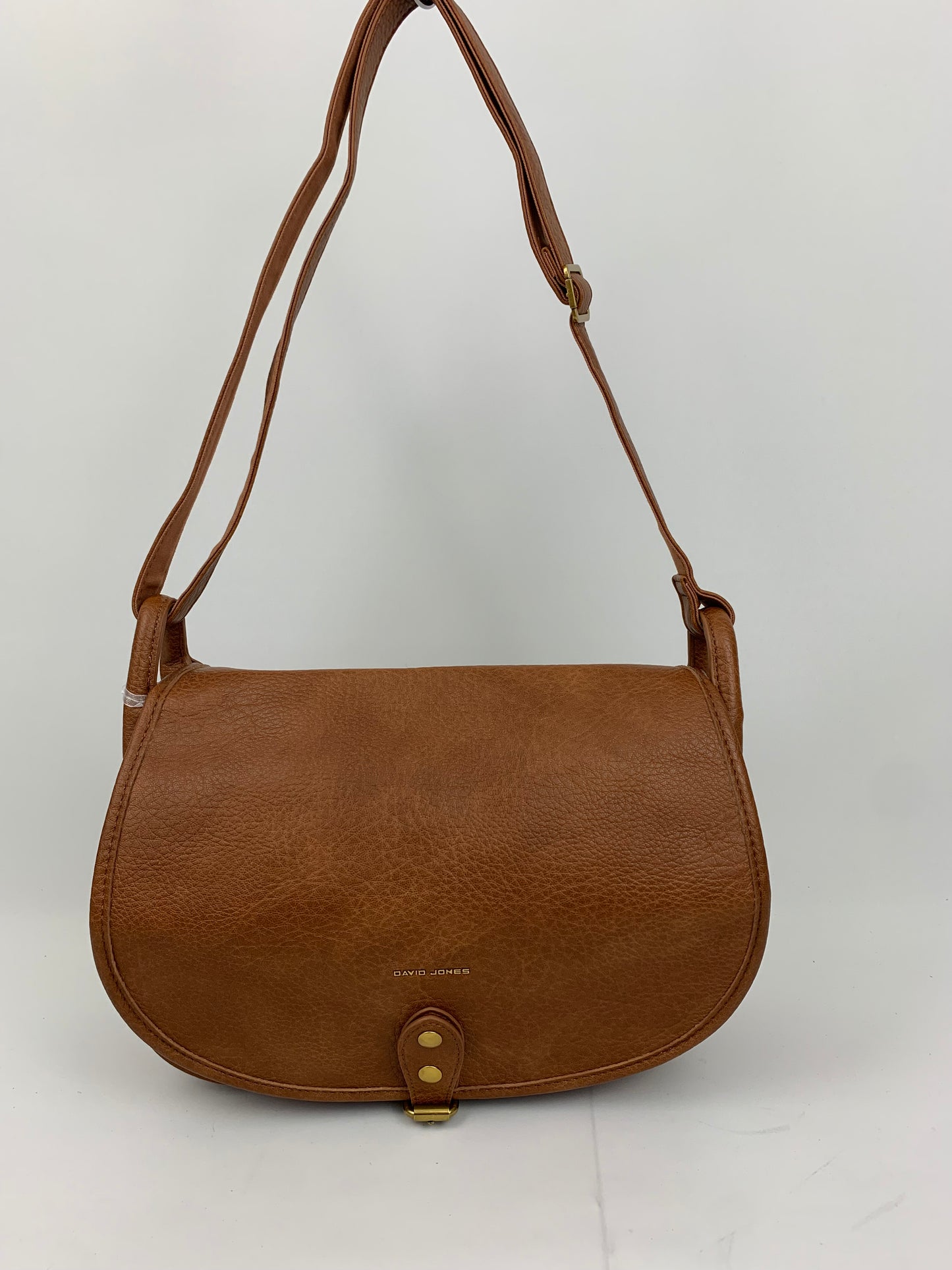 BERLIN BROWN- Soft faux leather saddle crossbody bag large