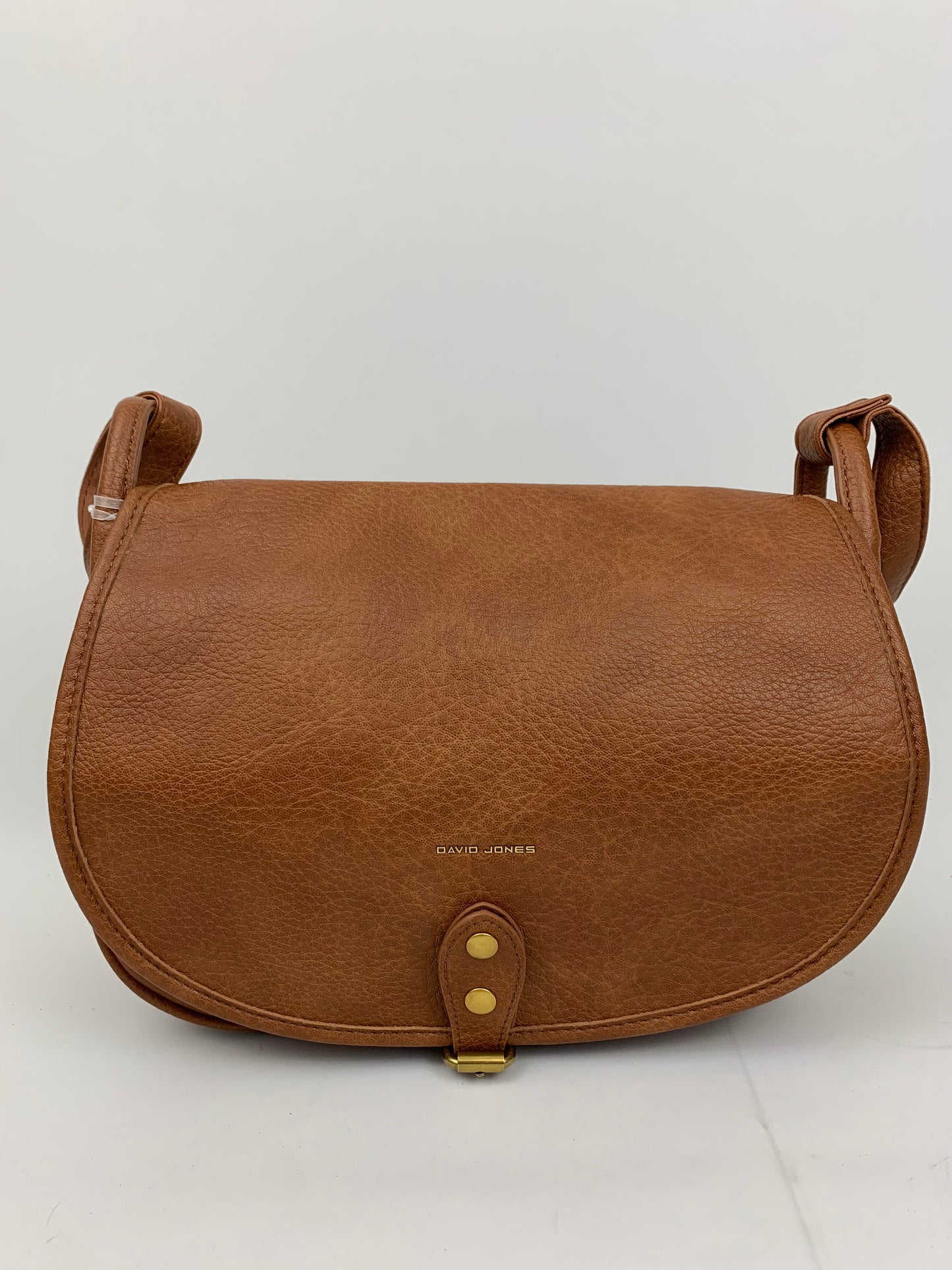 BERLIN BROWN- Soft faux leather saddle crossbody bag large