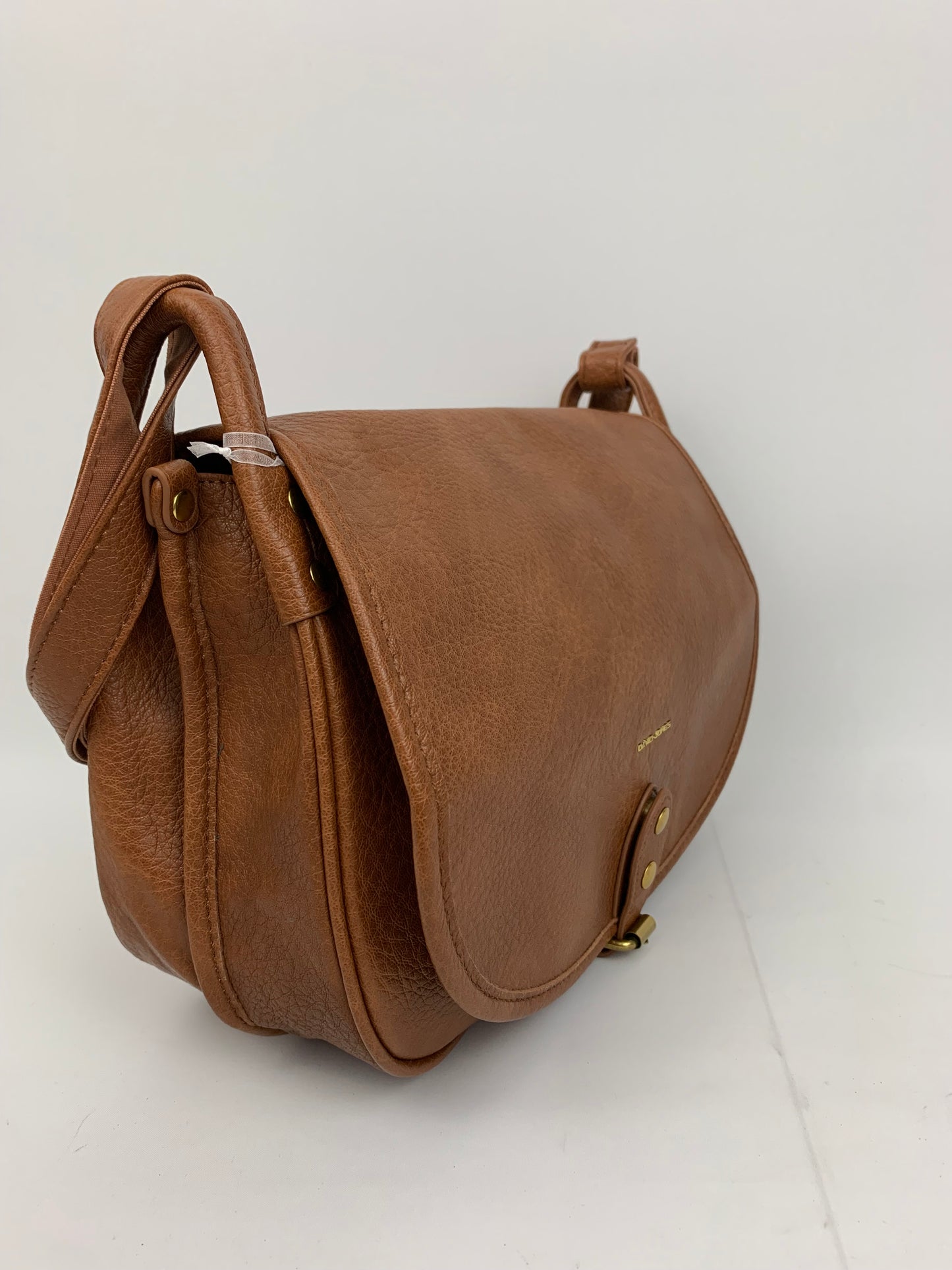BERLIN BROWN- Soft faux leather saddle crossbody bag large