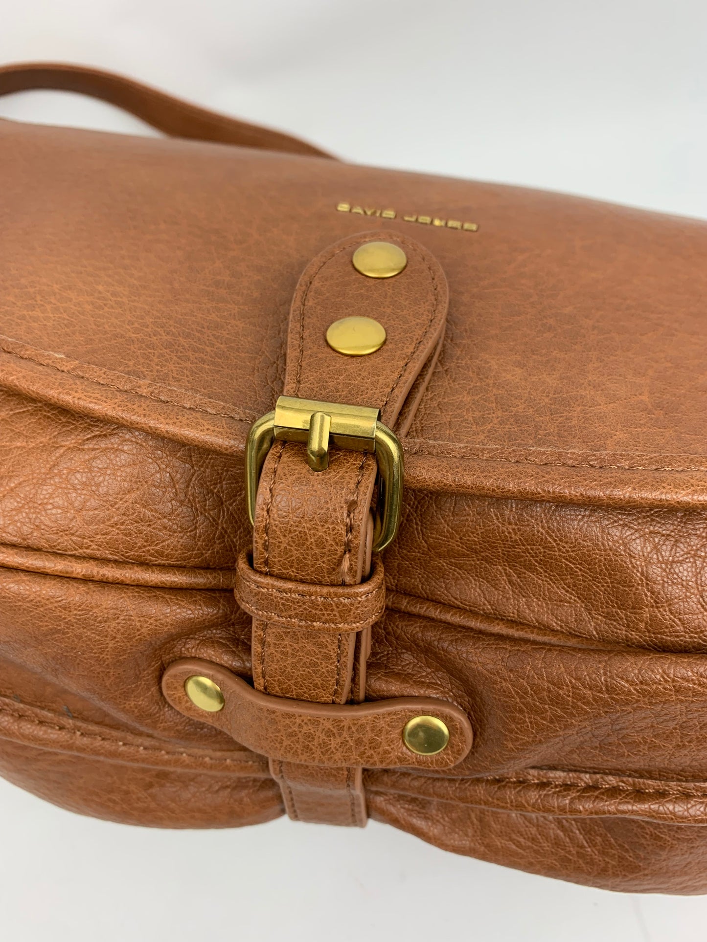 BERLIN BROWN- Soft faux leather saddle crossbody bag large